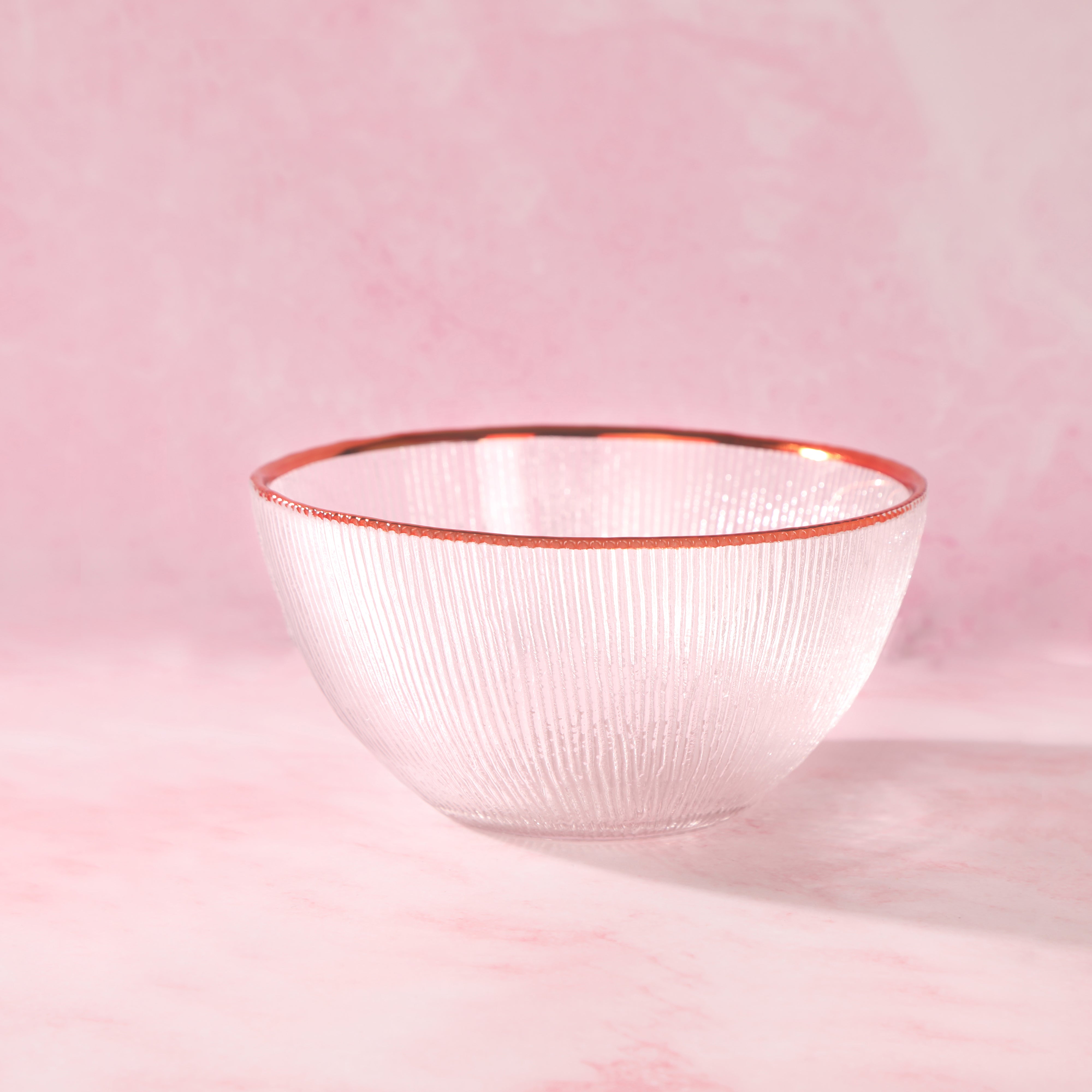 Dinner Set Of 28 Pcs - Glass With Rose Gold Rim