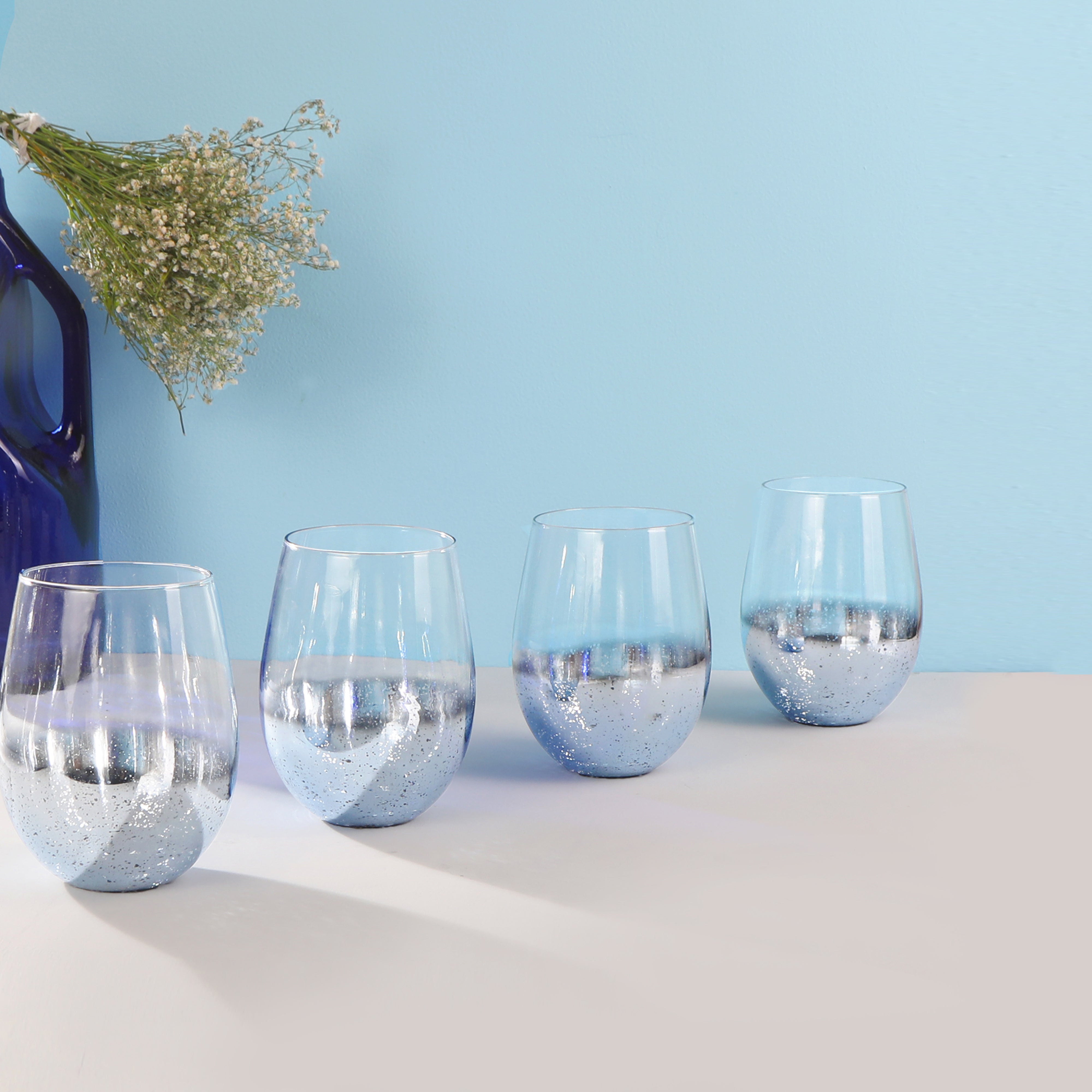 Water Glass Set - Blue Luster Set Of 6