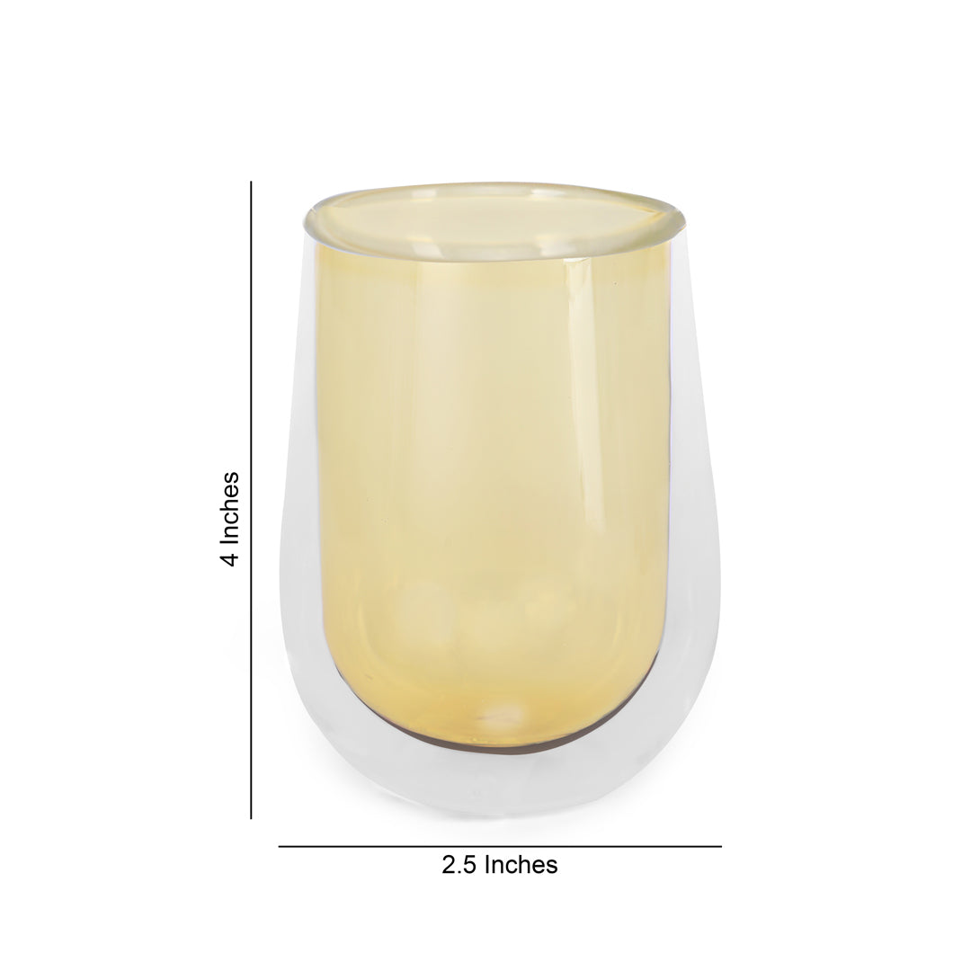 Double Wall Short Glass - Yellow