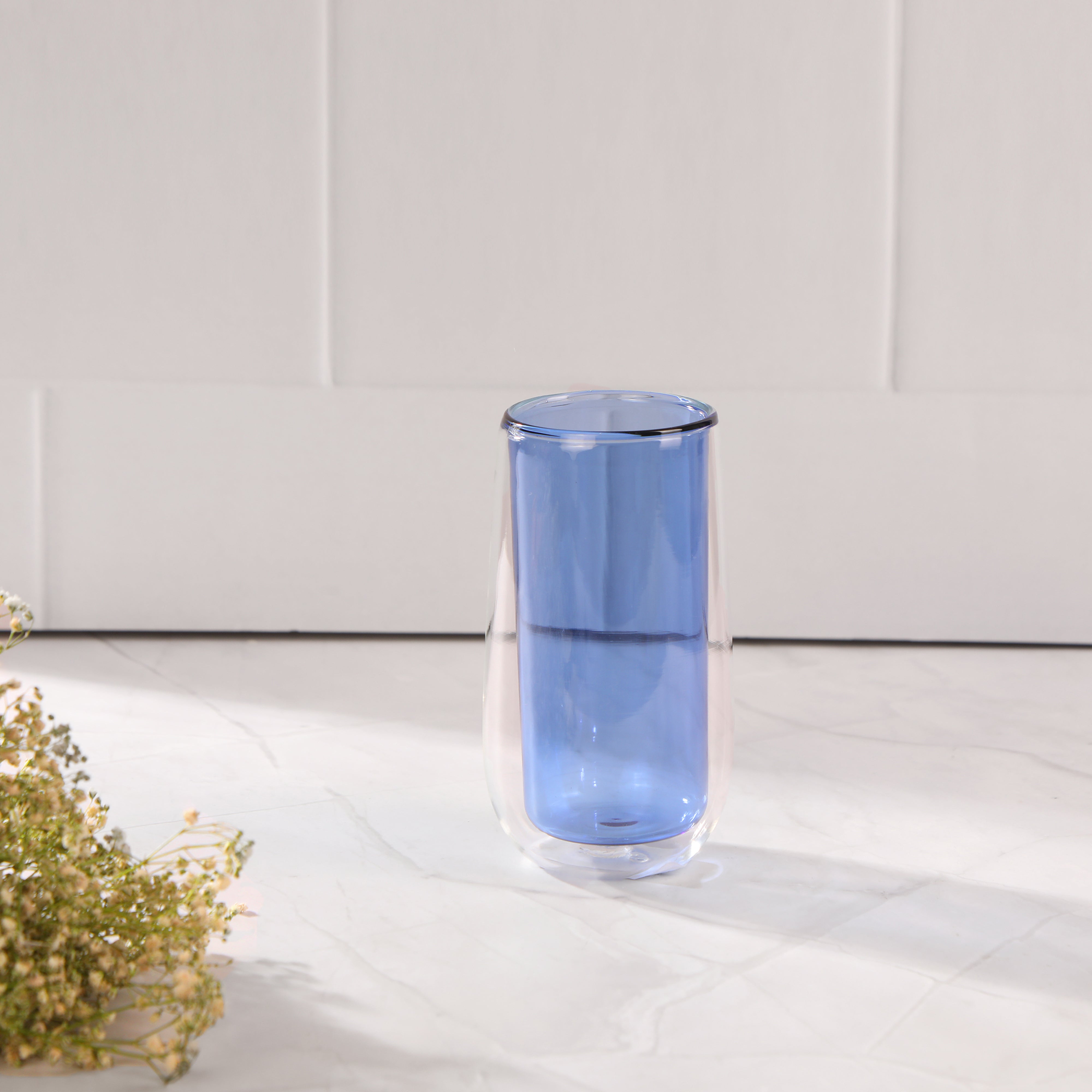 Double Wall Tall Glass - Blue Single