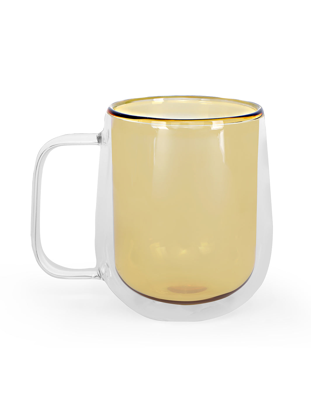 Double Wall Mug Glass - Yellow