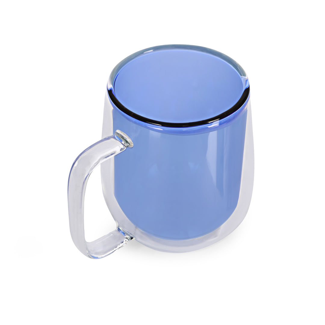 Double Wall Mug Glass - Blue Single