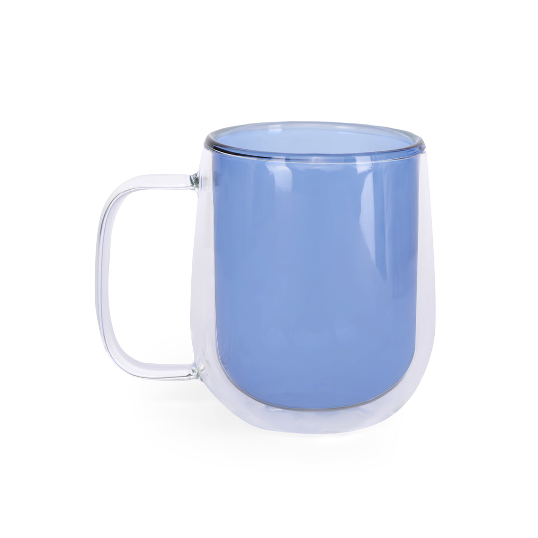 Double Wall Mug Glass - Blue