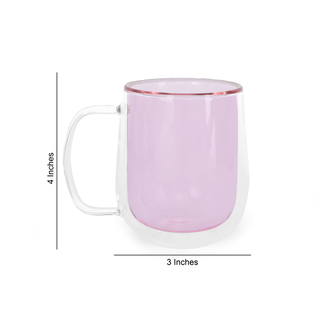 Double Wall Mug Glass - Pink
