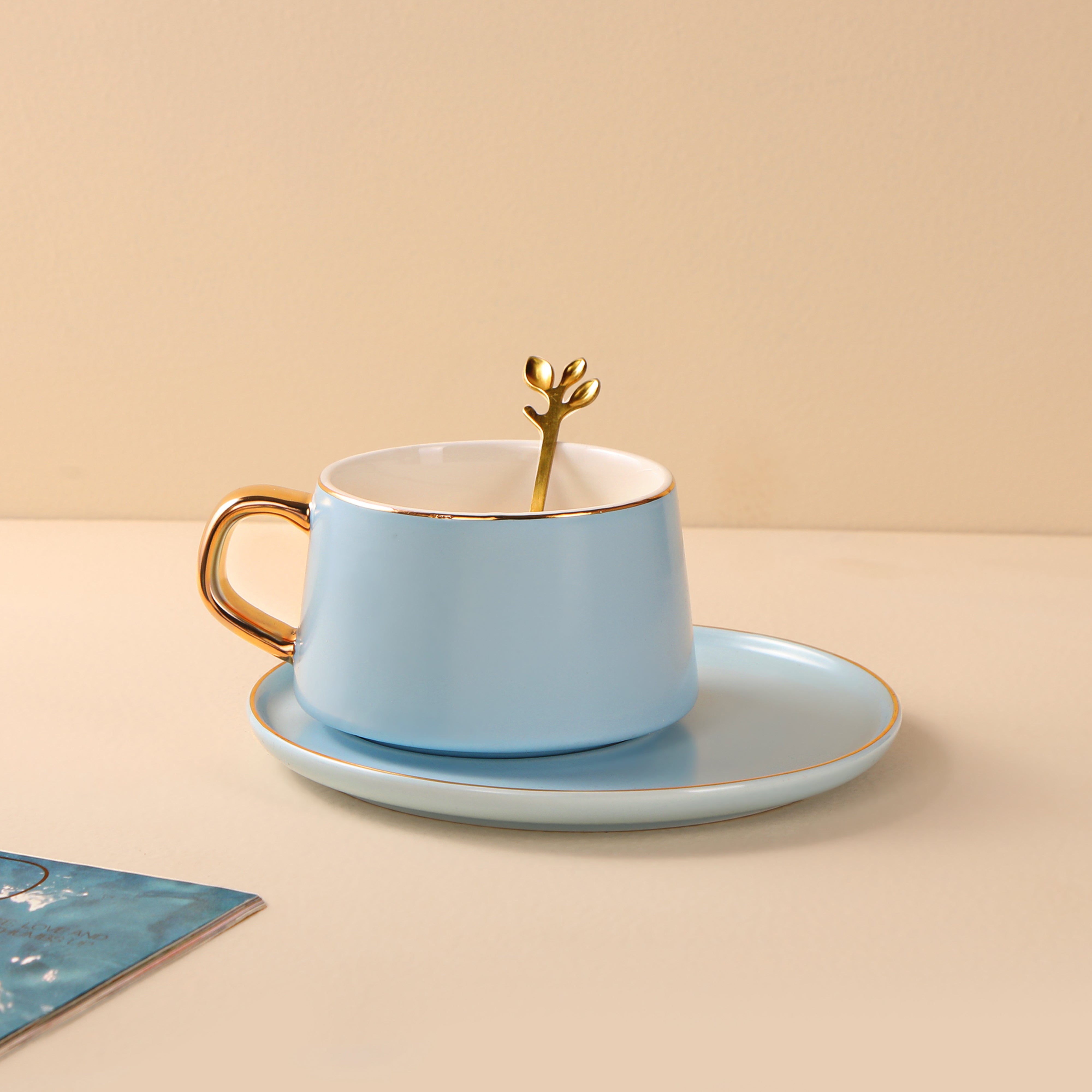 Tea Set - Blue With Gold Rim