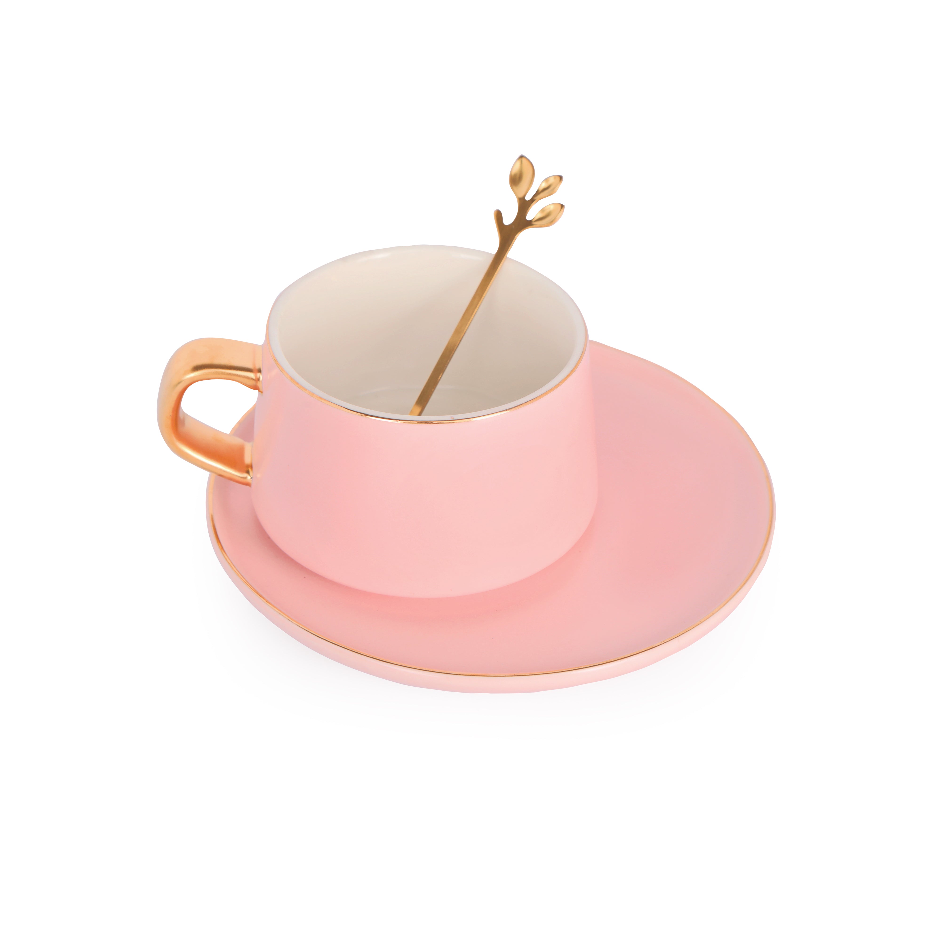 Tea Set - Pink With Gold Rim