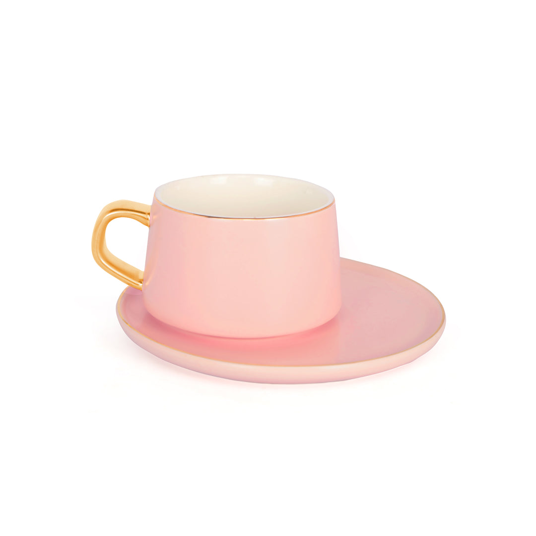 Tea Set - Pink With Gold Rim