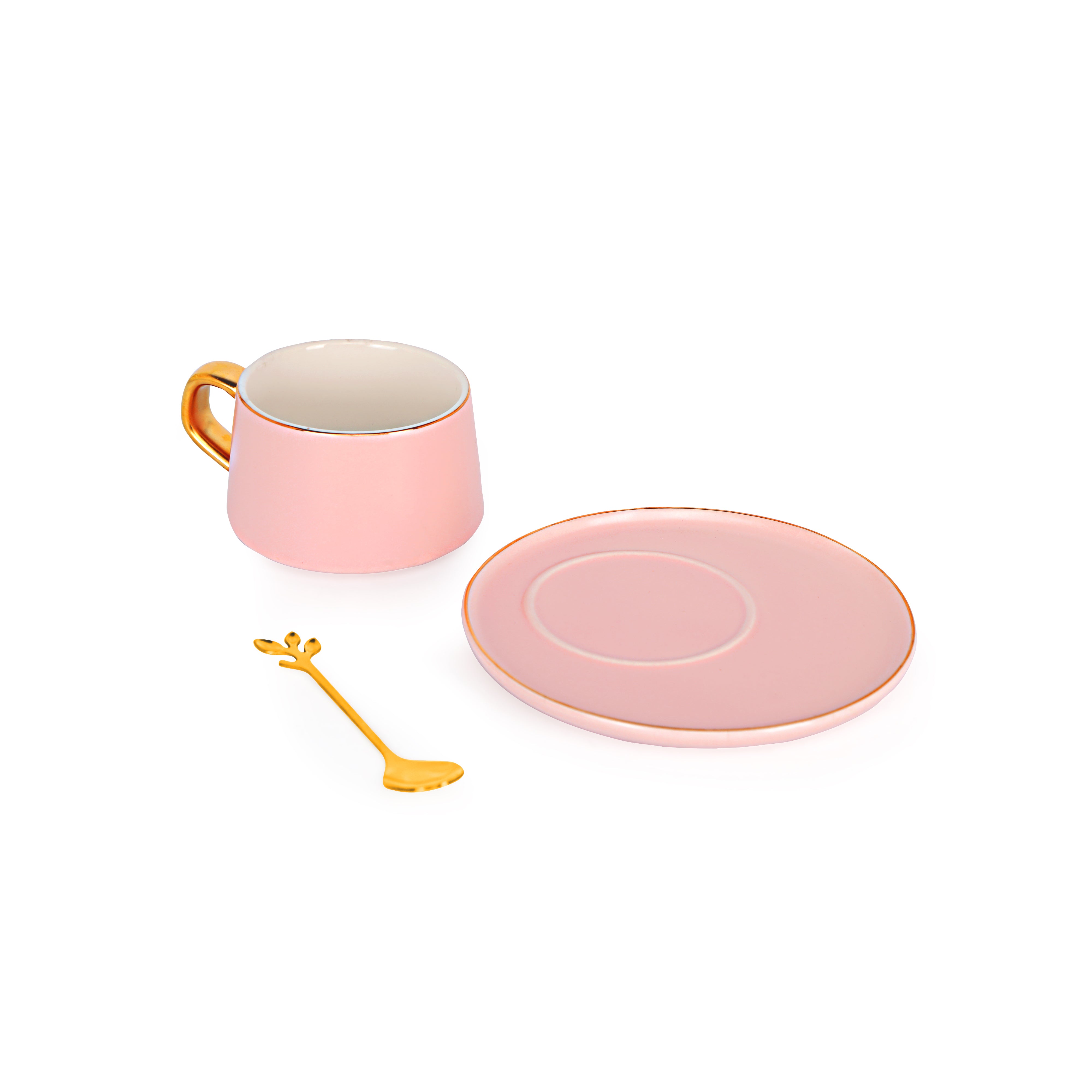 Tea Set - Pink With Gold Rim