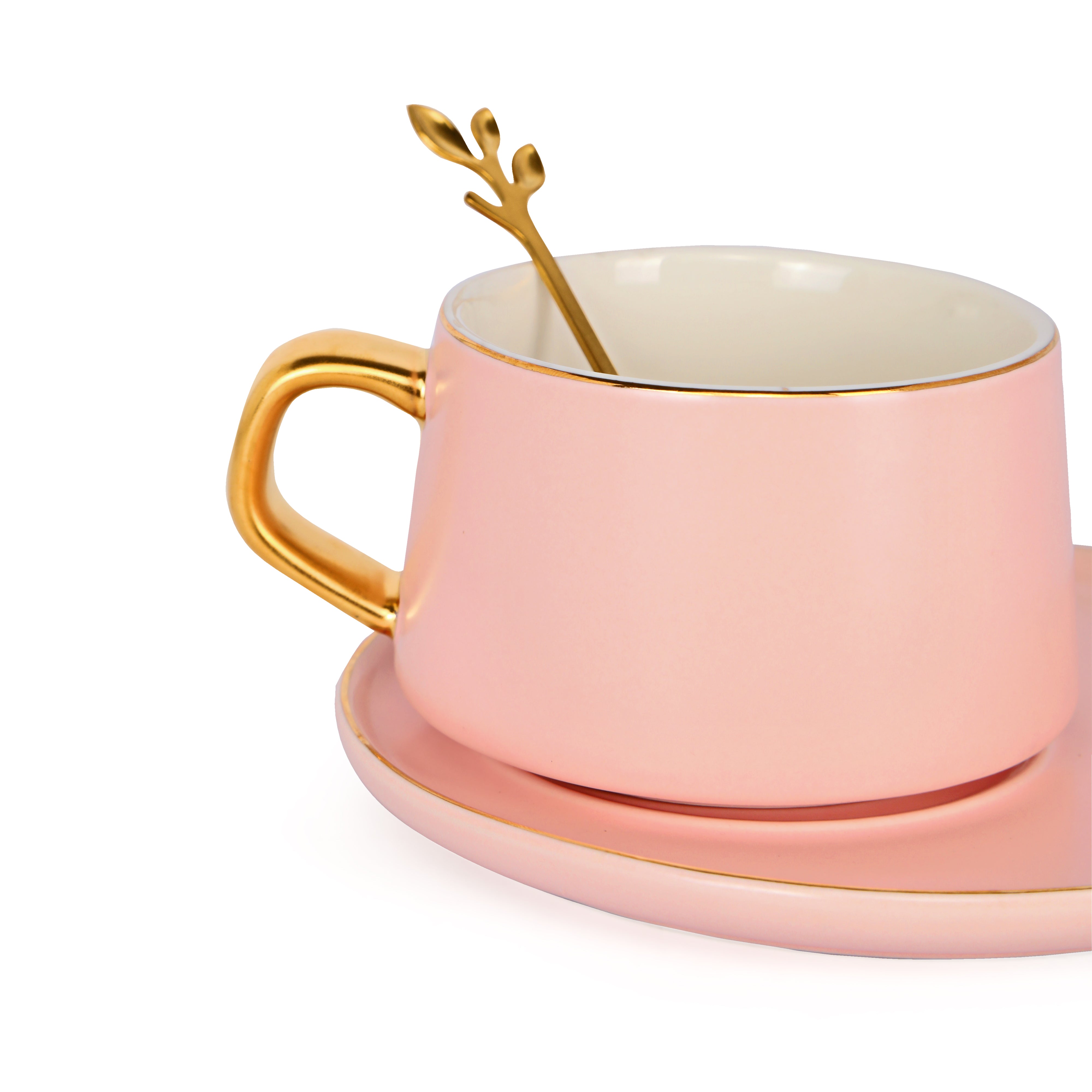 Tea Set - Pink With Gold Rim