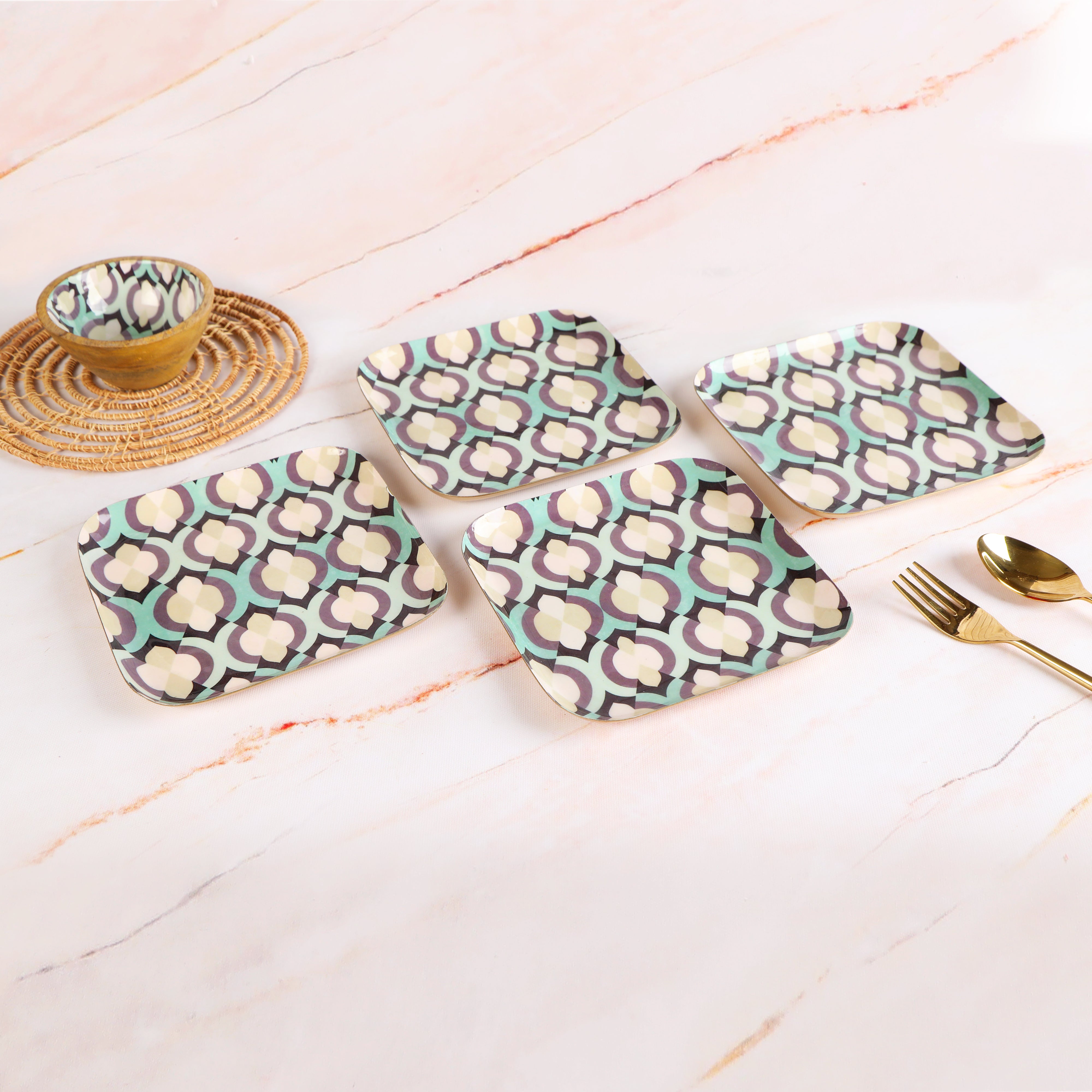 Square Platter - Mosaic - Set Of 4