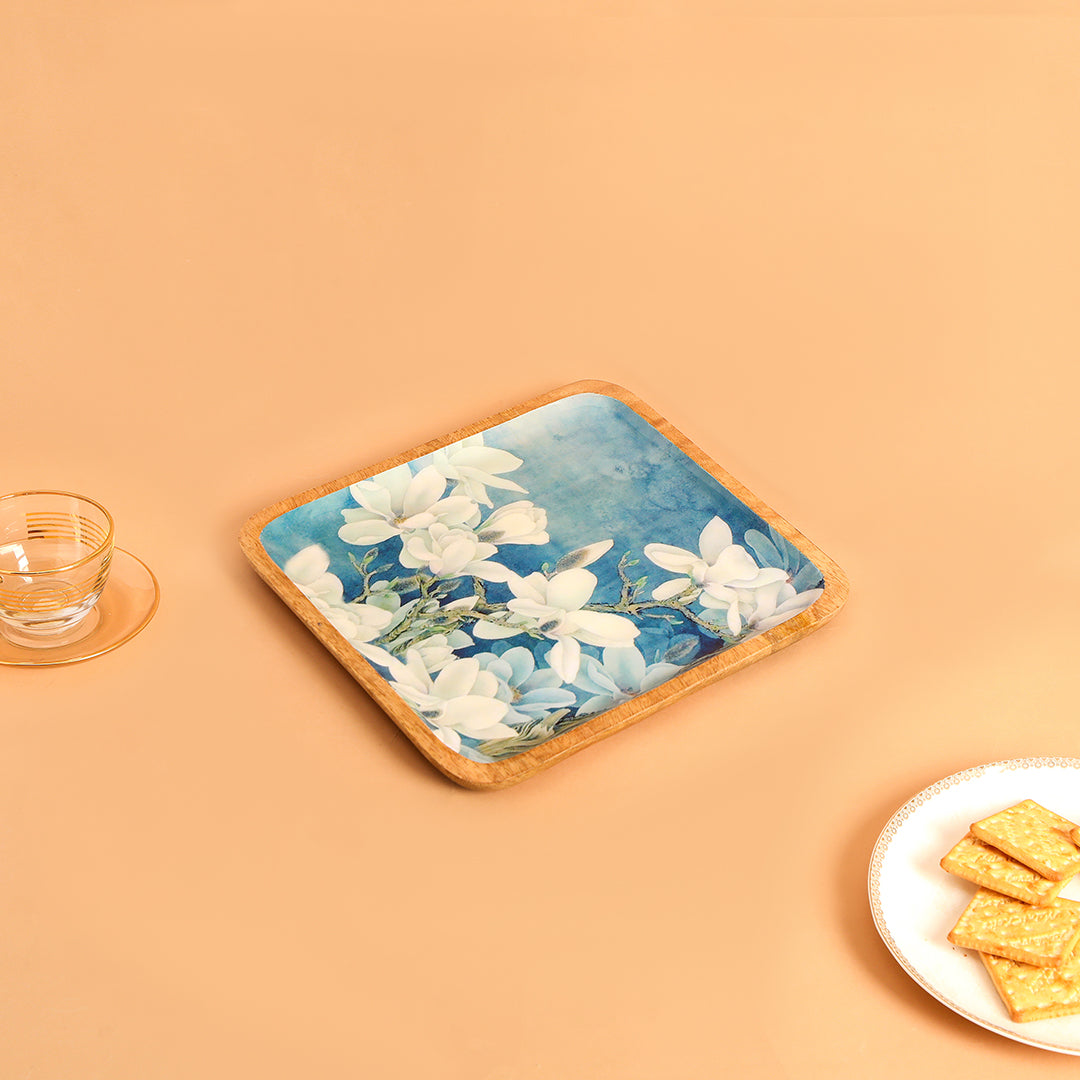 Square Tray - Blue White Flower (Small)