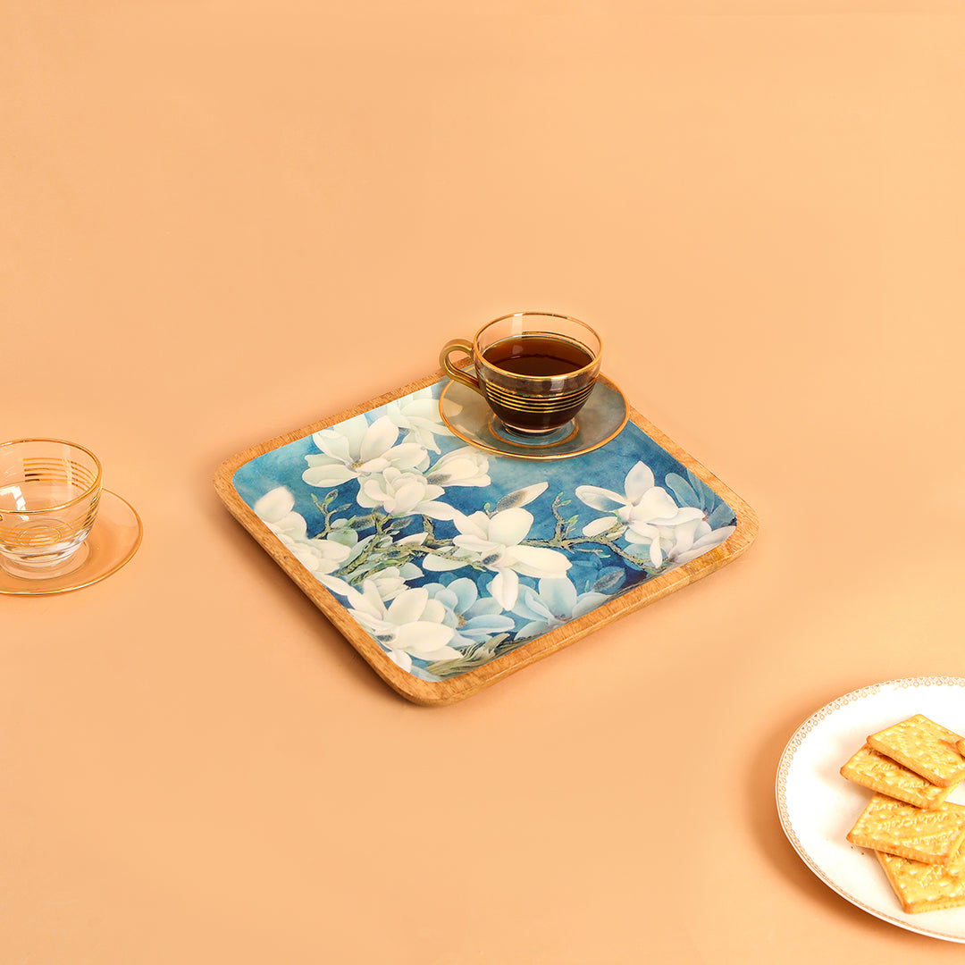 Square Tray - Blue White Flower (Small)