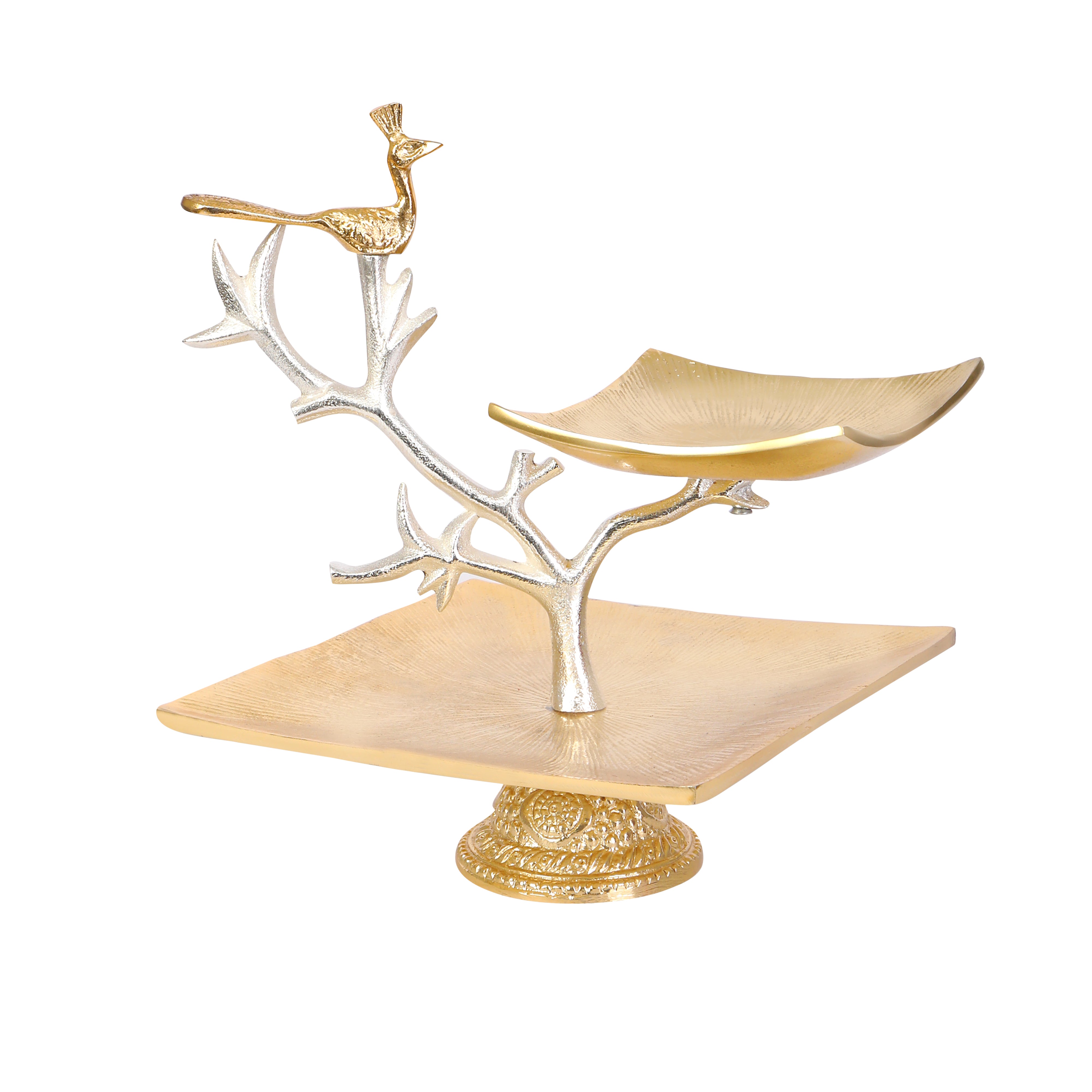 Aluminium Gold Polished 2 Tier Peacock Platter