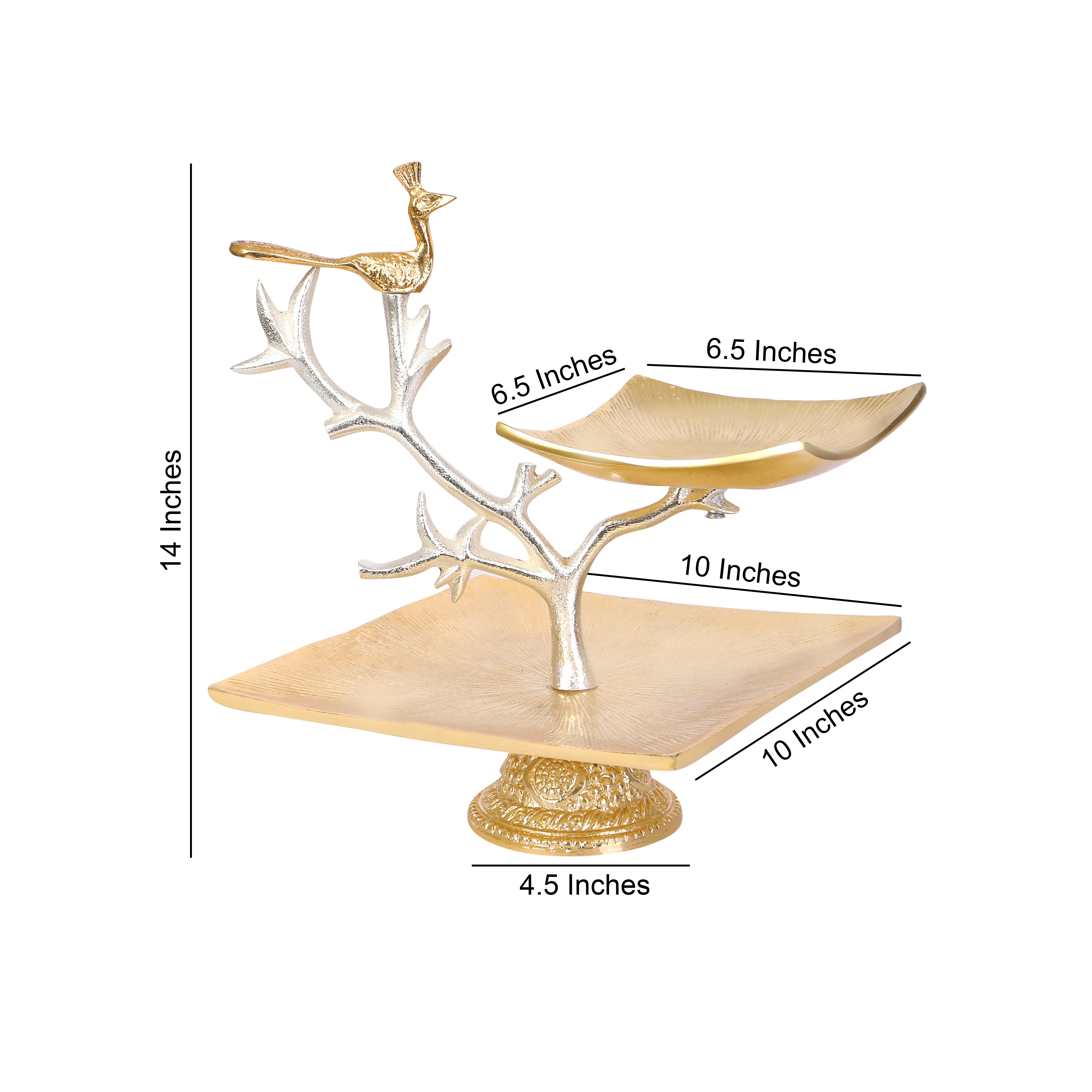 Aluminium Gold Polished 2 Tier Peacock Platter