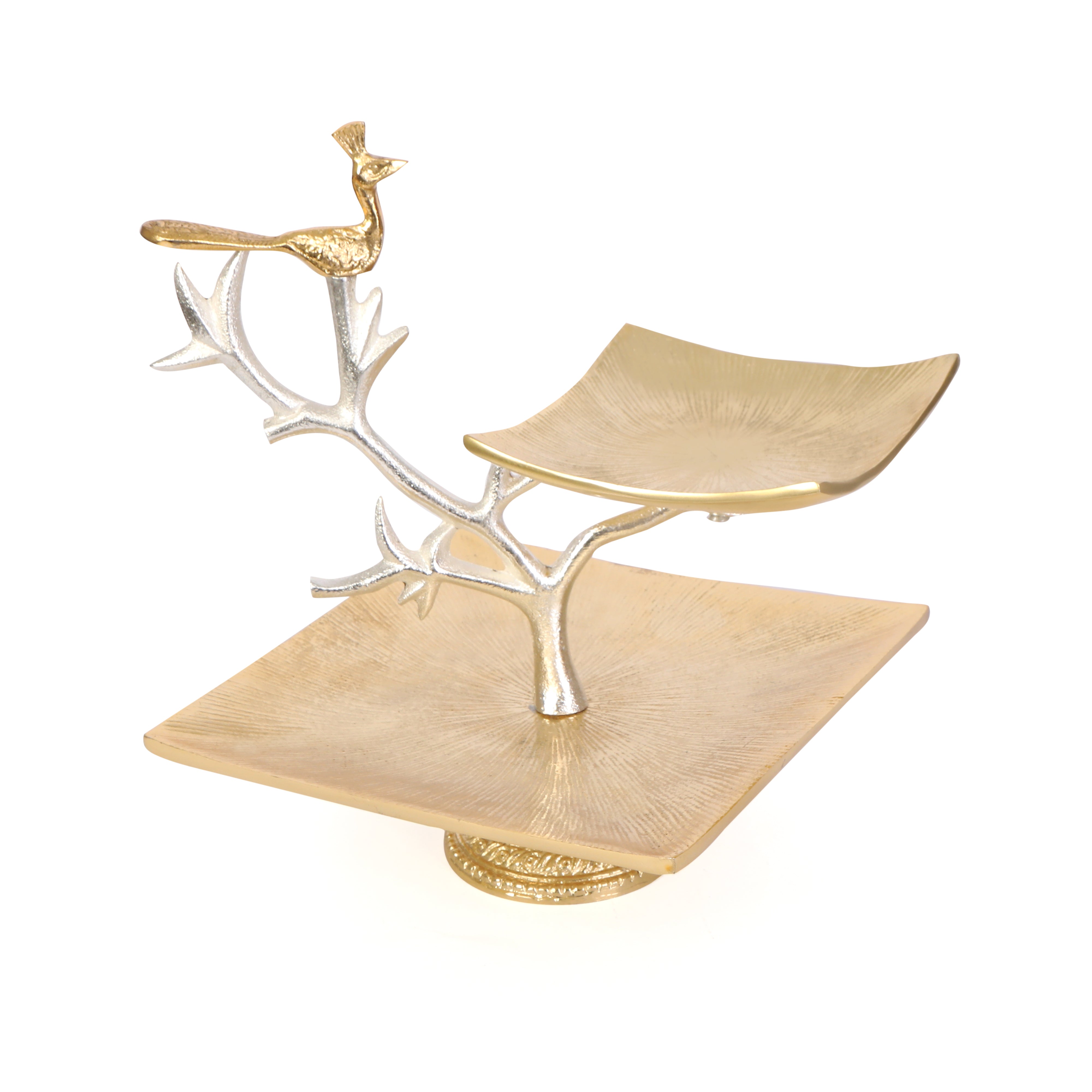 Aluminium Gold Polished 2 Tier Peacock Platter