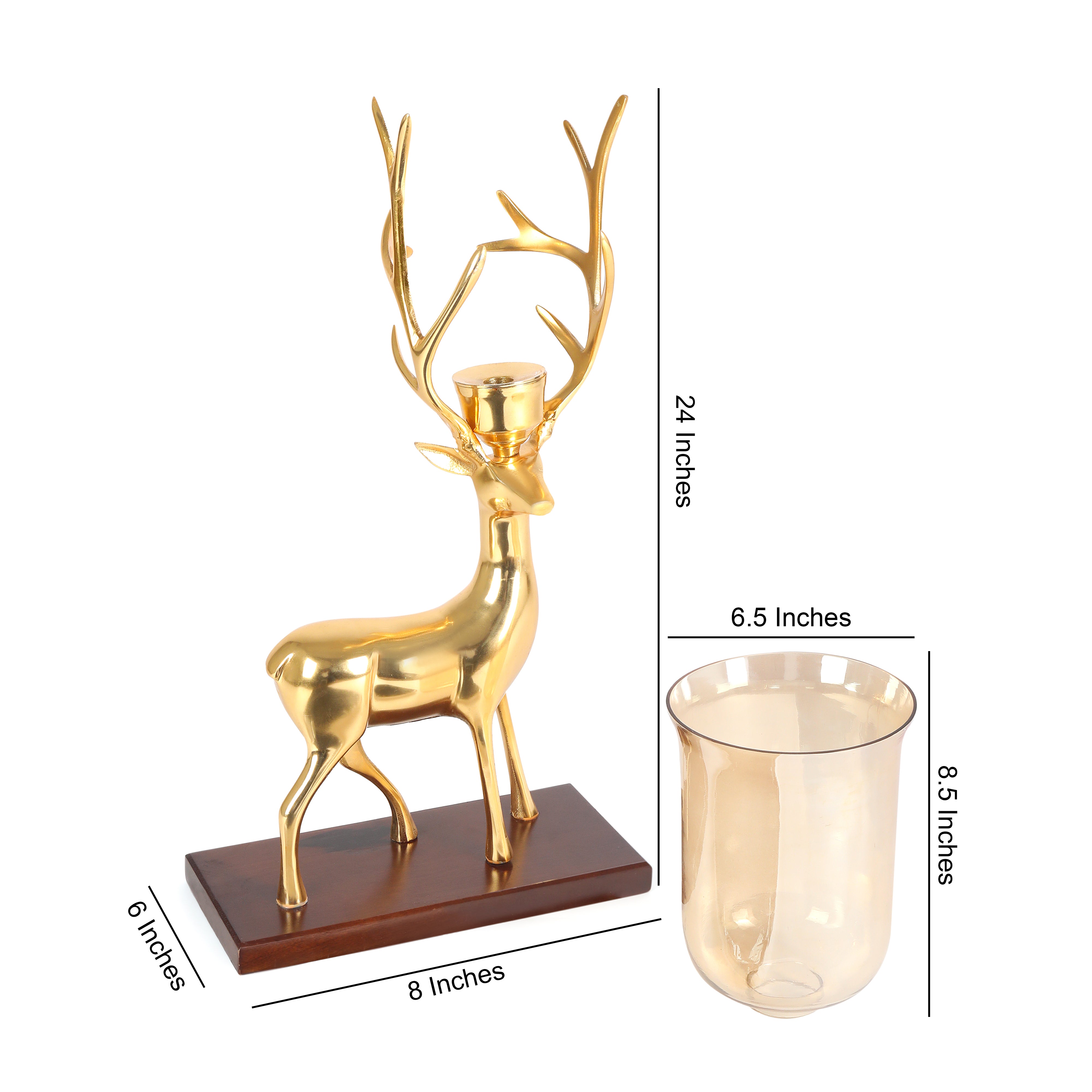 gold deer Metal Candlestand