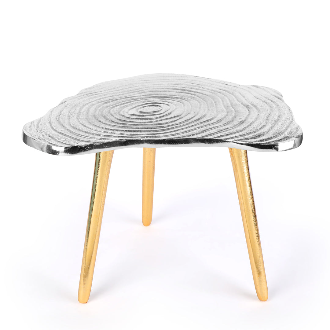 Tree Rings Silver Stool - Aluminium Side Table 5- The Home Co.