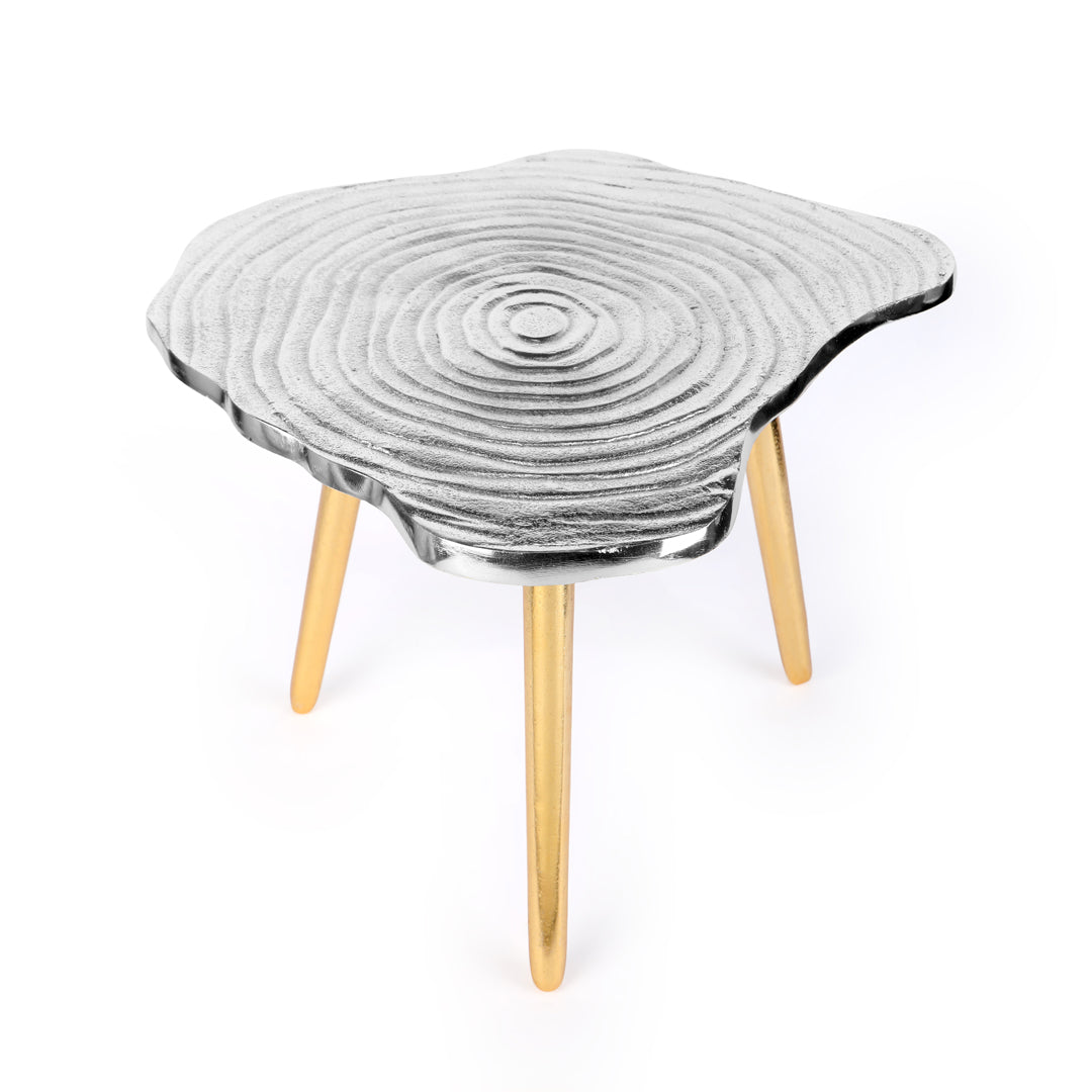 Tree Rings Silver Stool - Aluminium Side Table 2- The Home Co.