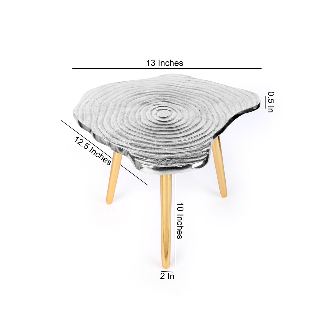 Tree Rings Silver Stool - Aluminium Side Table 6- The Home Co.
