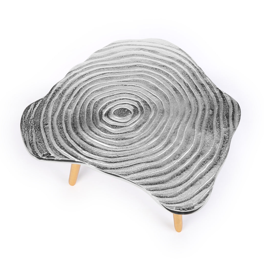 Tree Rings Silver Stool - Aluminium Side Table 3- The Home Co.