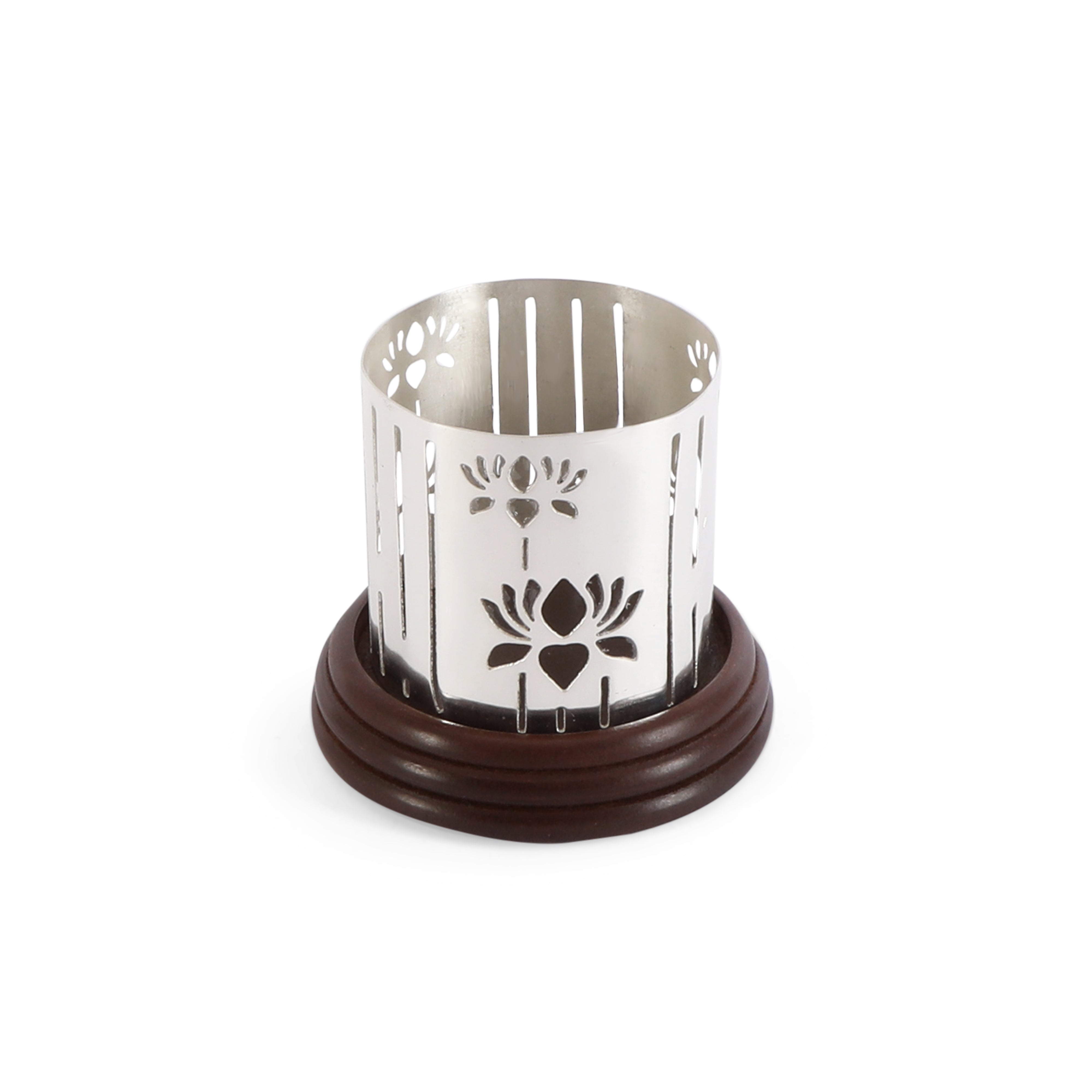 Brass Silver Plated  Lotus Cut Candlestand