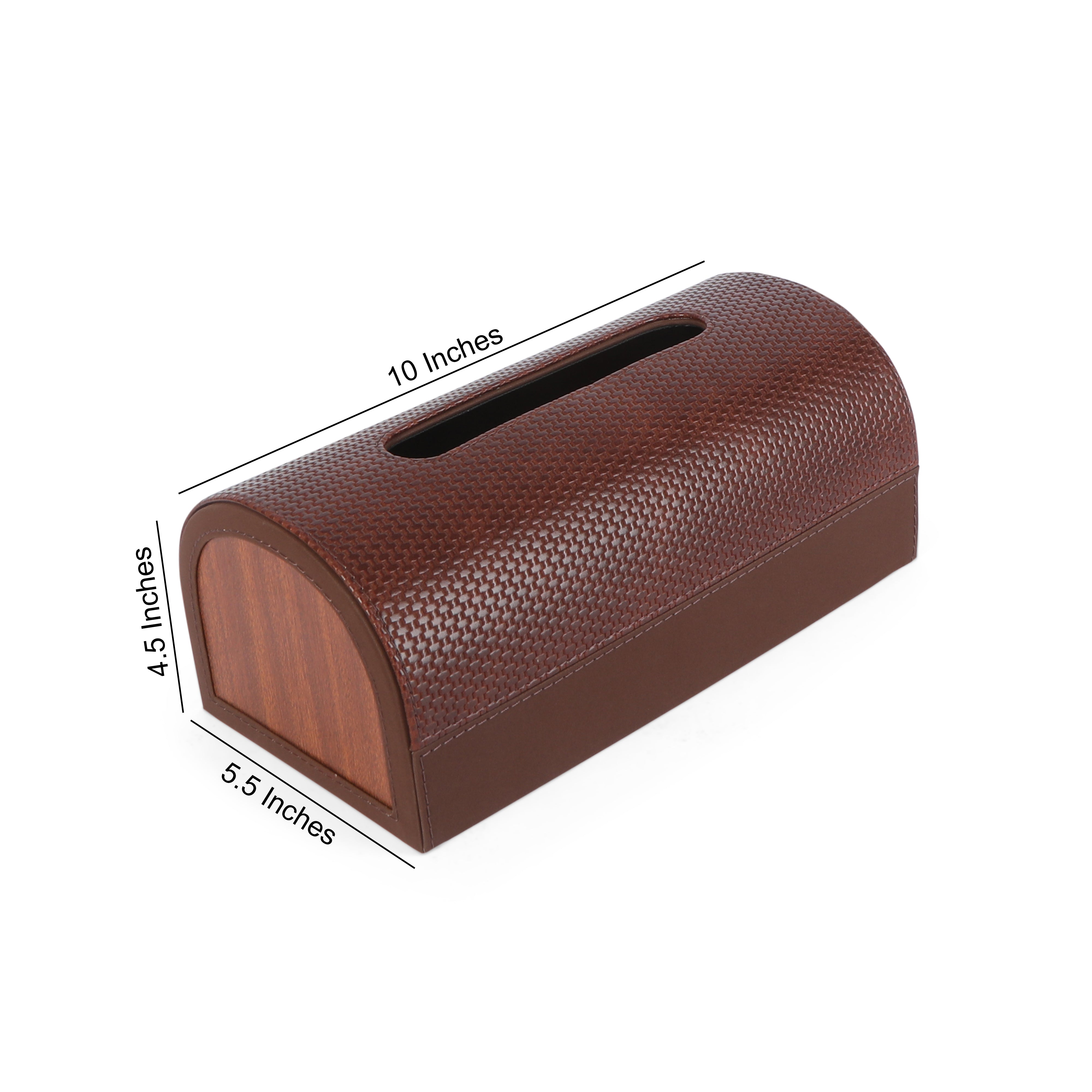 Dome Tissue Box - Brown Leatherette