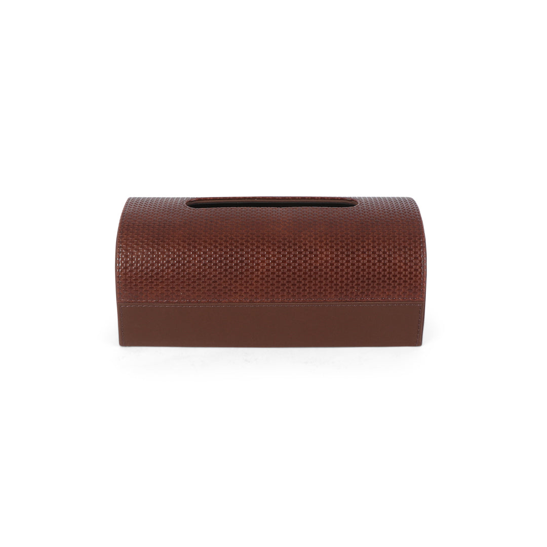 Dome Tissue Box - Brown Leatherette 6- The Home Co.