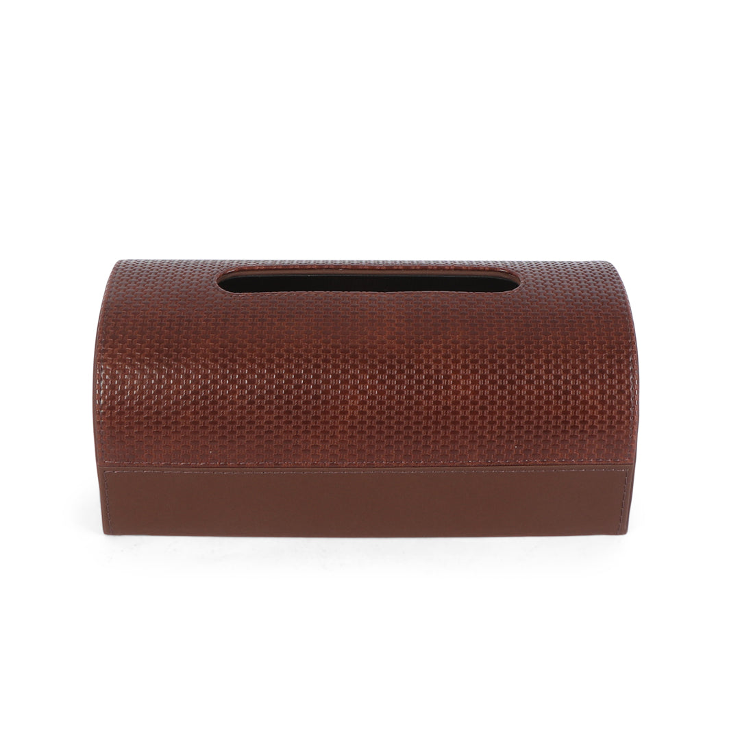 Dome Tissue Box - Brown Leatherette 2- The Home Co.