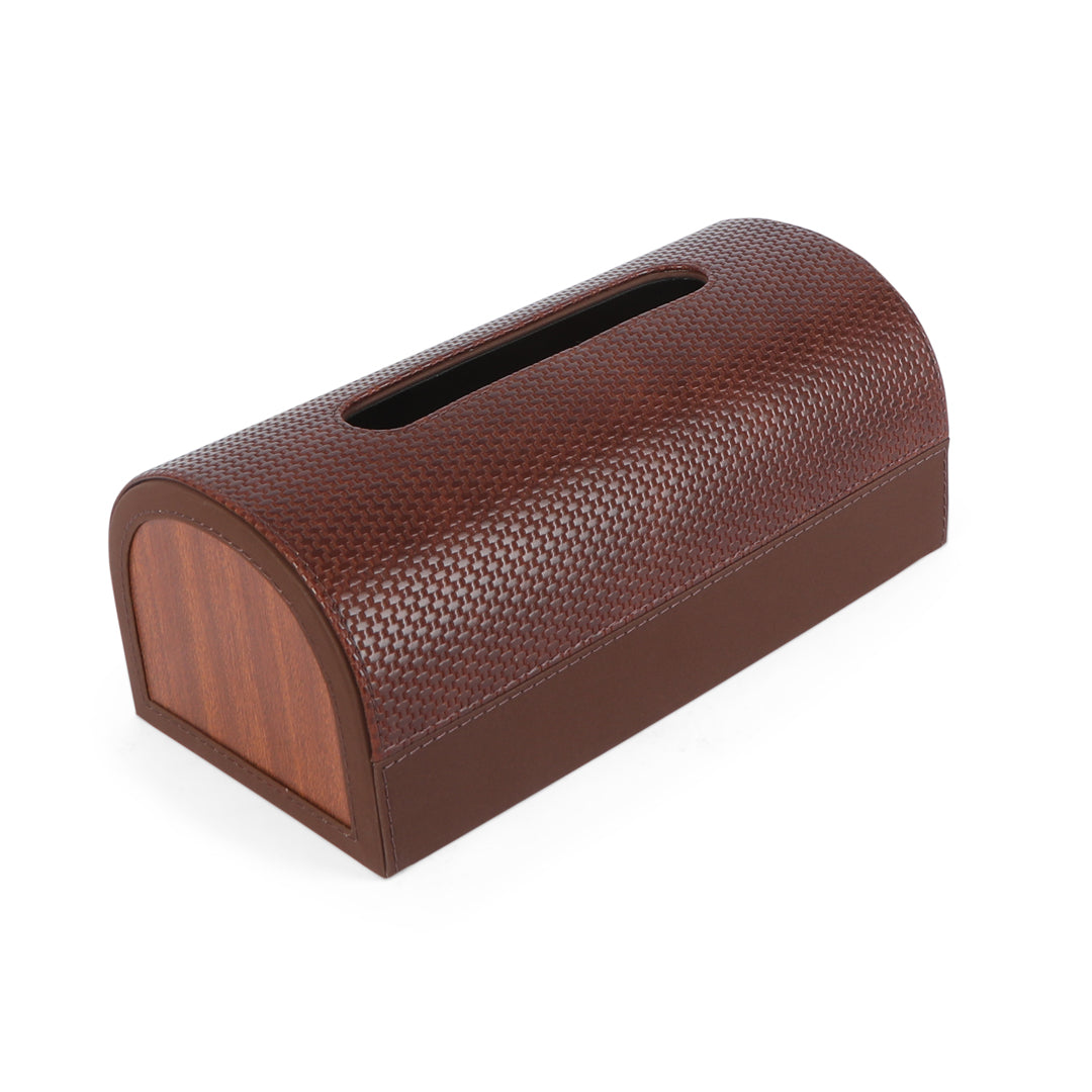 Dome Tissue Box - Brown Leatherette 3- The Home Co.