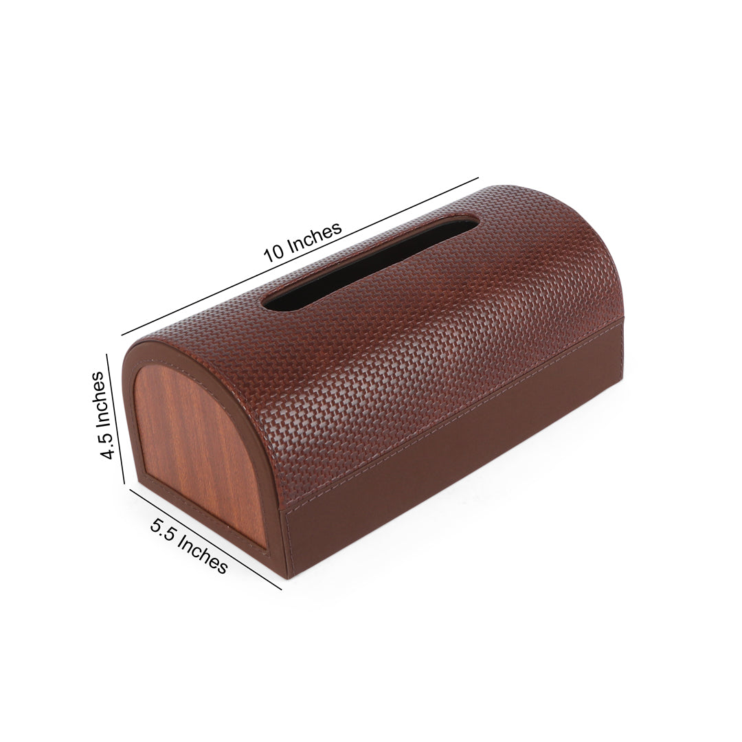 Dome Tissue Box - Brown Leatherette 8- The Home Co.