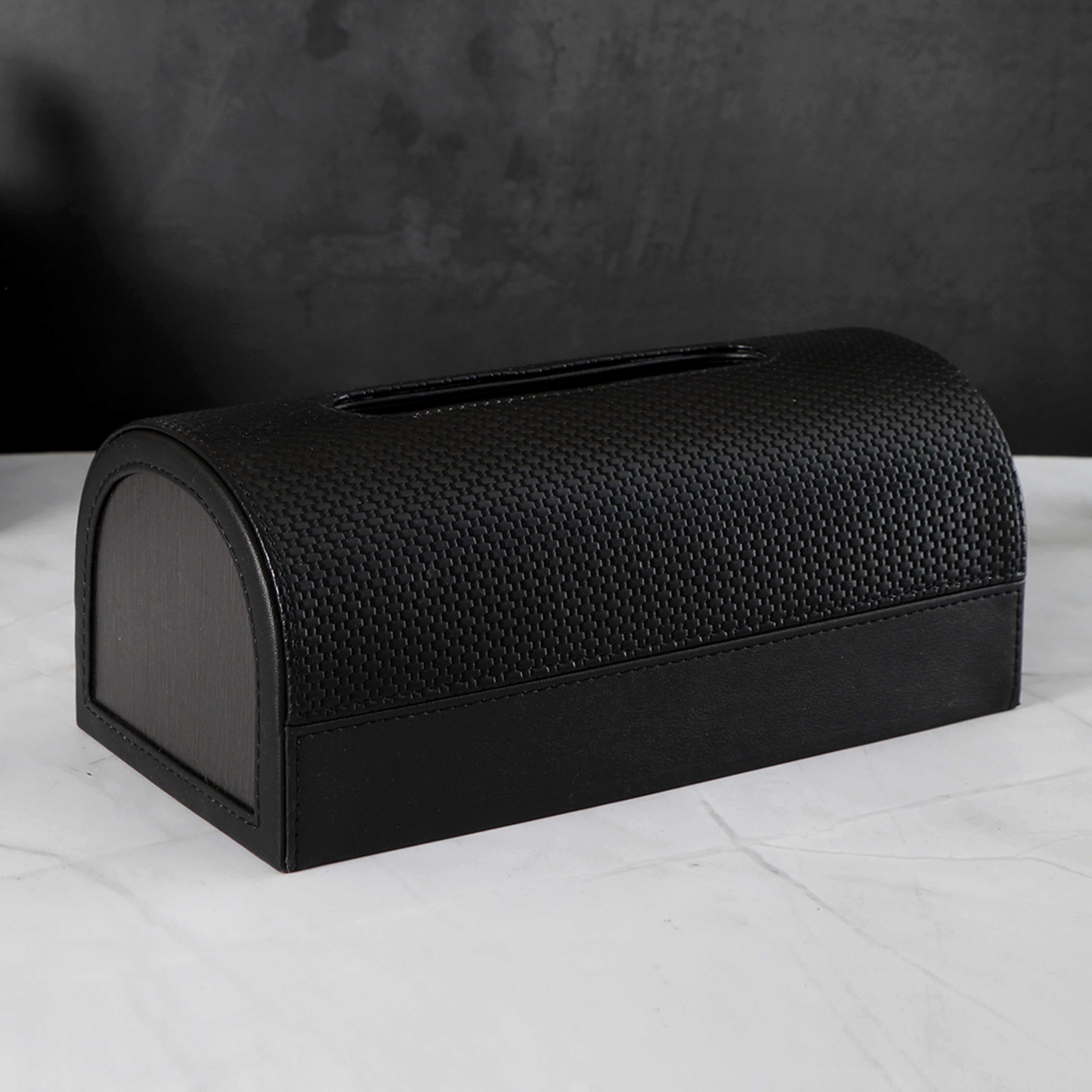 Dome Tissue Box - Black  Leatherette