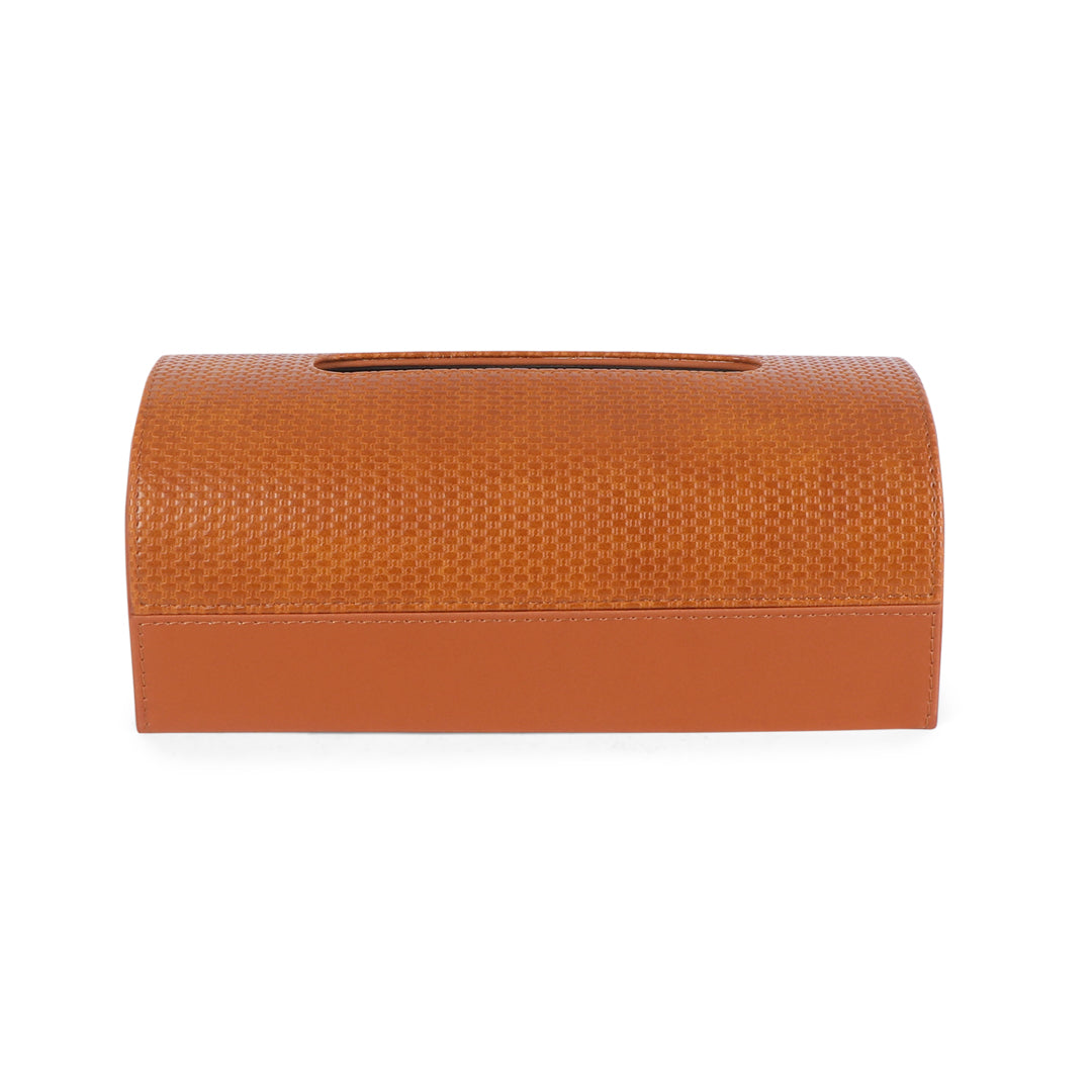 Dome Tissue Box - Tan Leatherette 6- The Home Co.