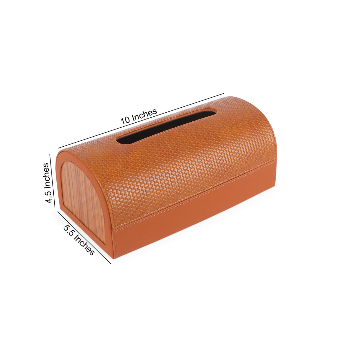 Dome Tissue Box - Tan Leatherette 7- The Home Co.