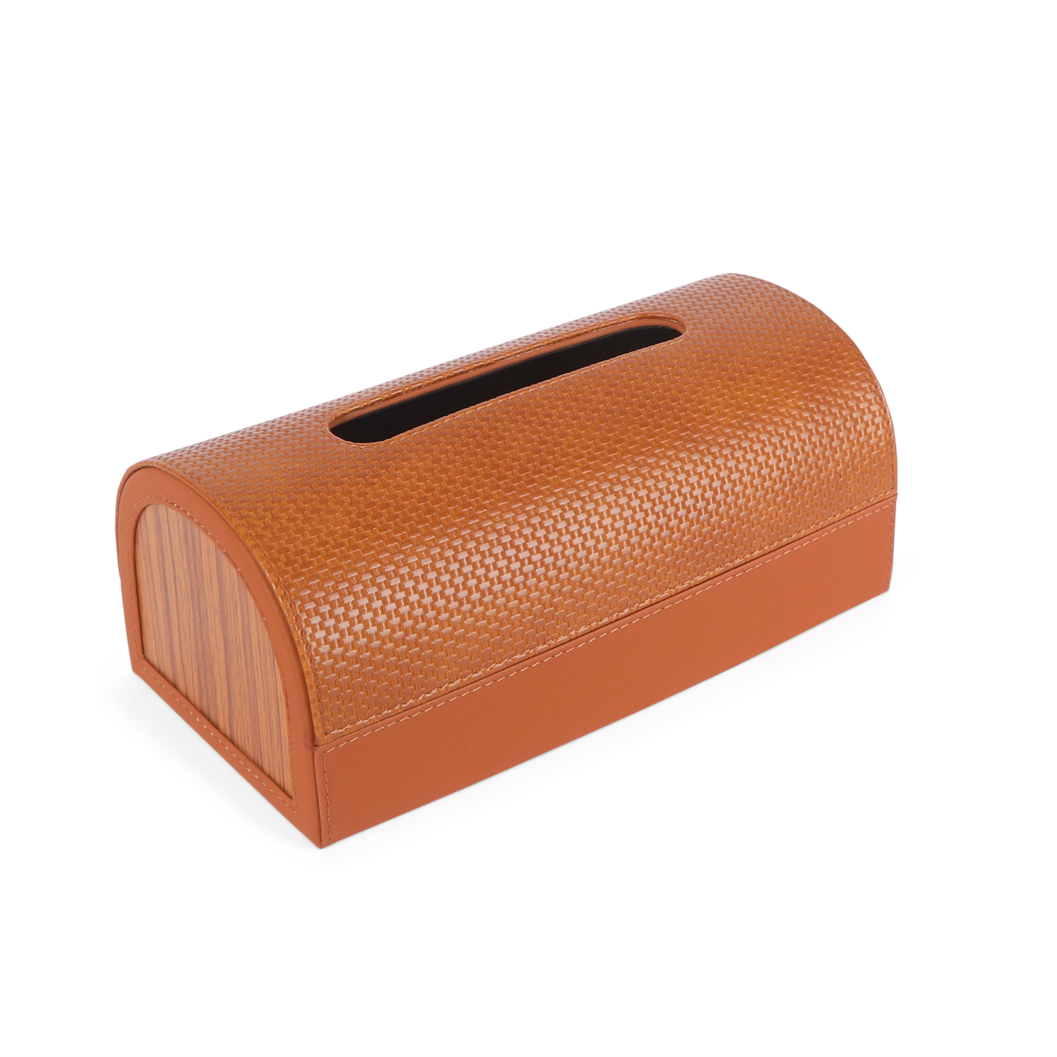 Dome Tissue Box - Tan Leatherette