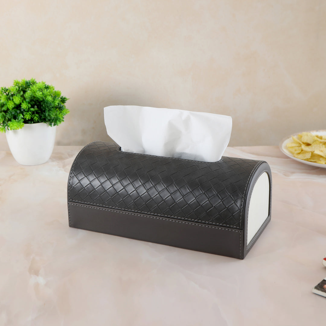 Dome Tissue Box - Grey Leatherette