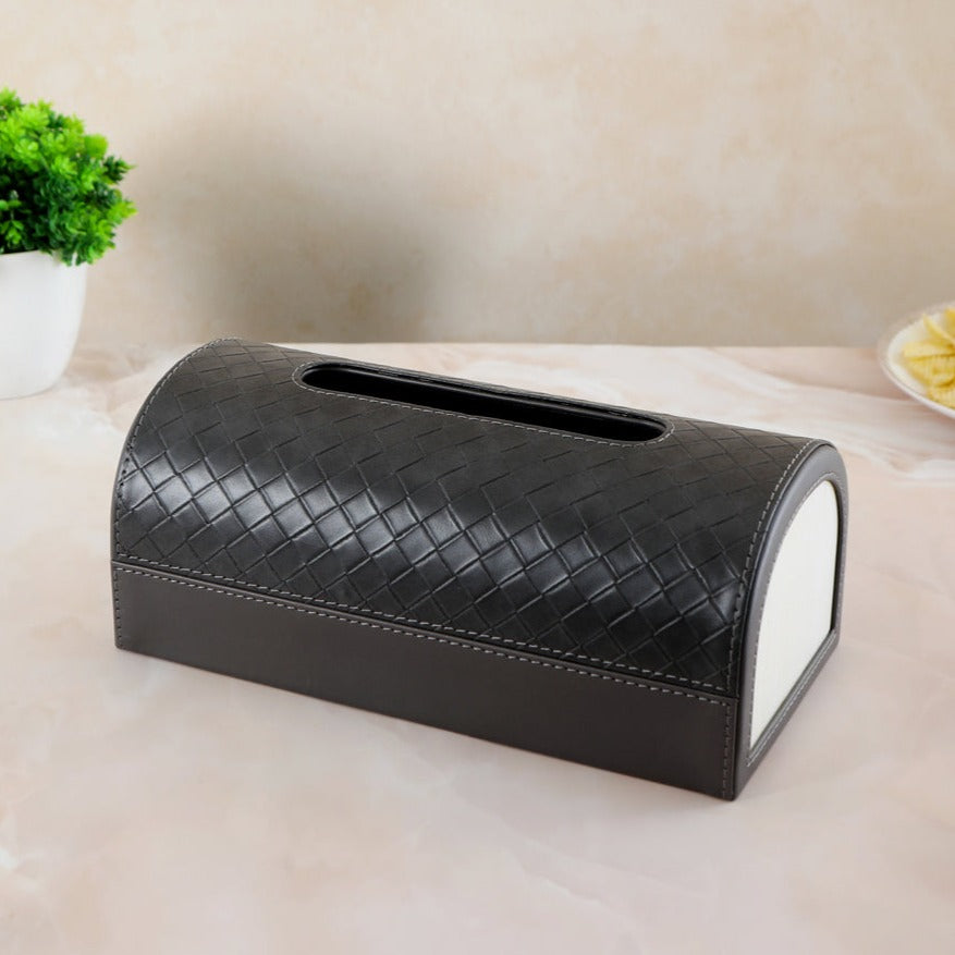 Dome Tissue Box - Grey Leatherette 2- The Home Co.