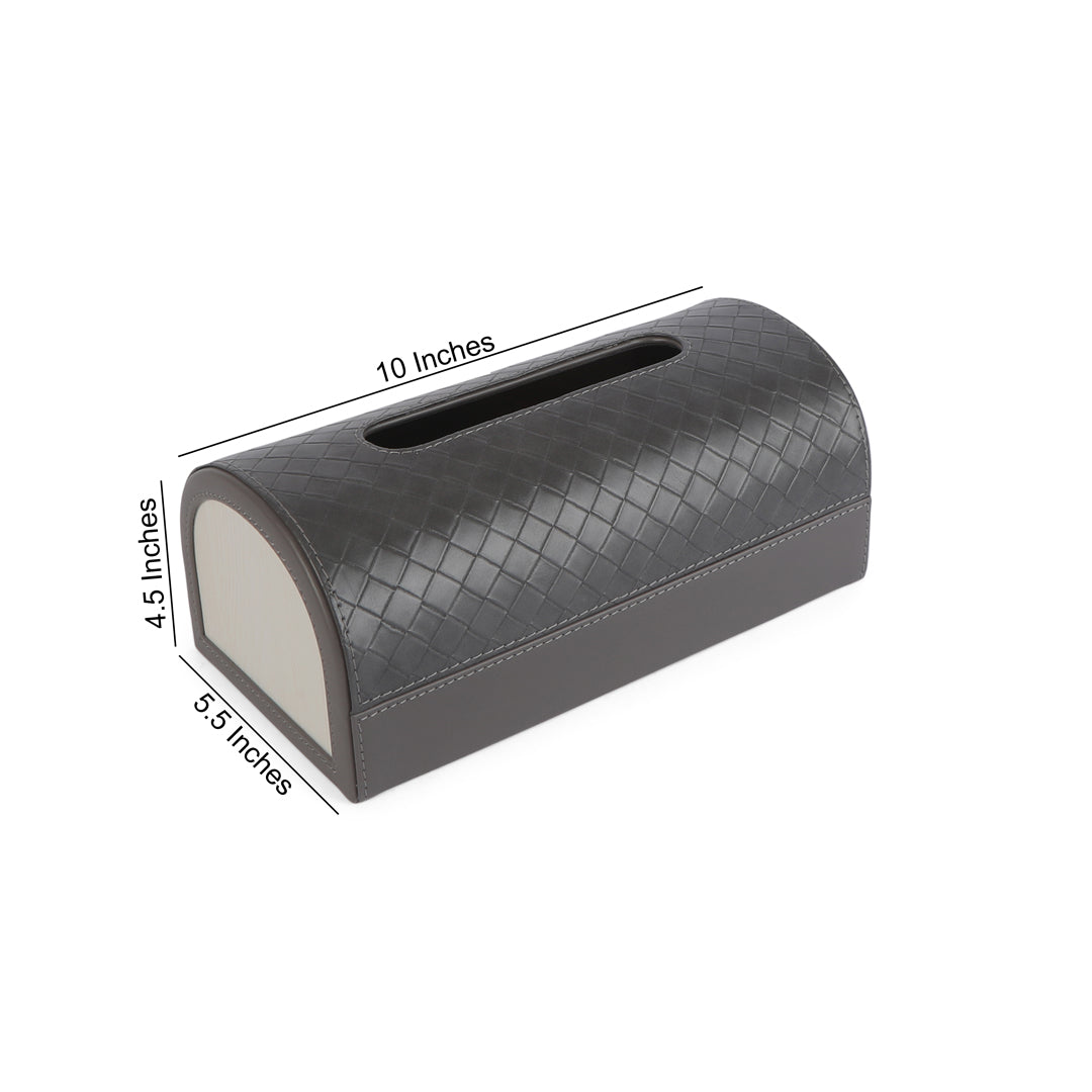 Dome Tissue Box - Grey Leatherette 7- The Home Co.