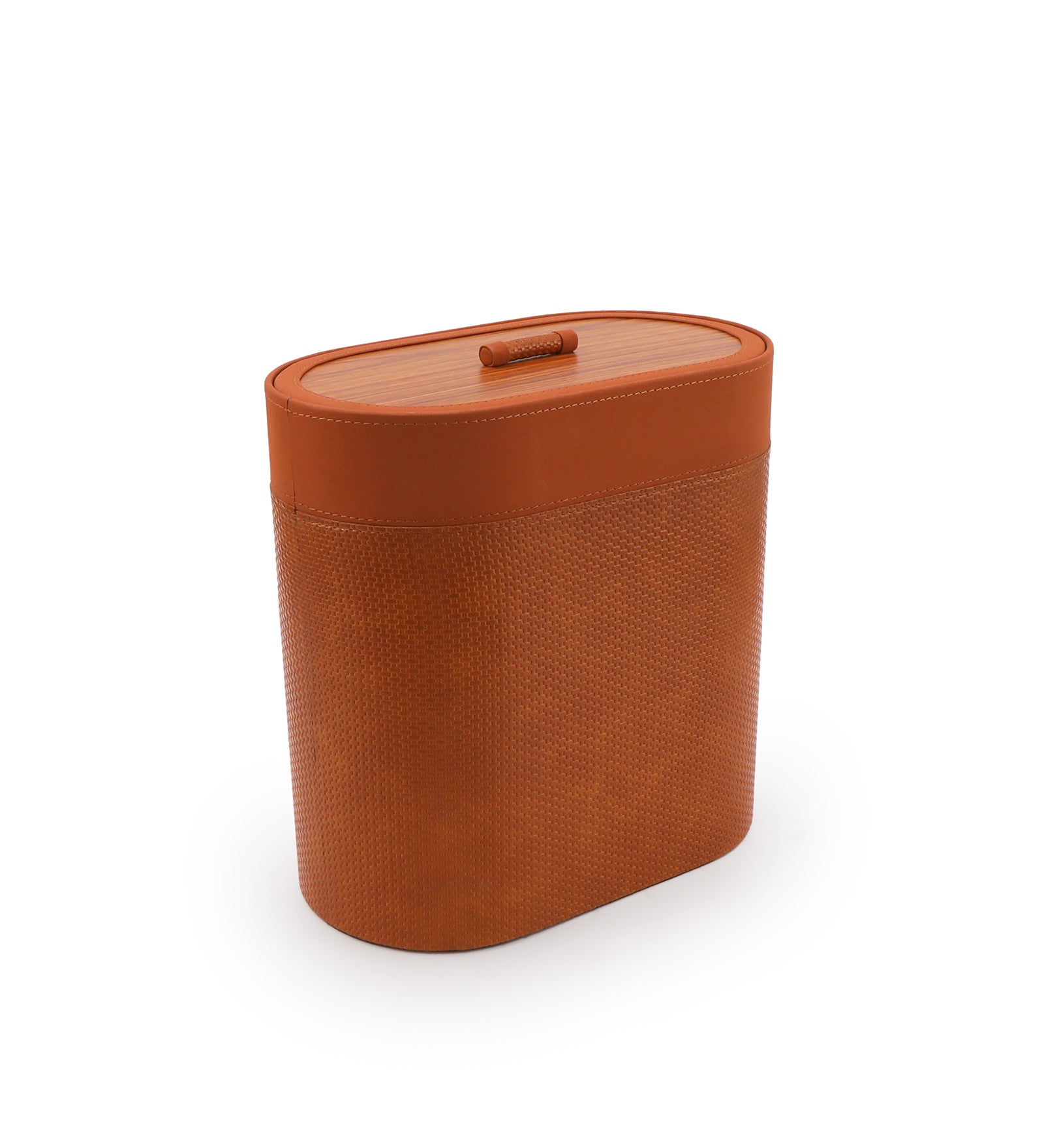 Dustbin With Lid - Tan Leatherette - The Home Co.