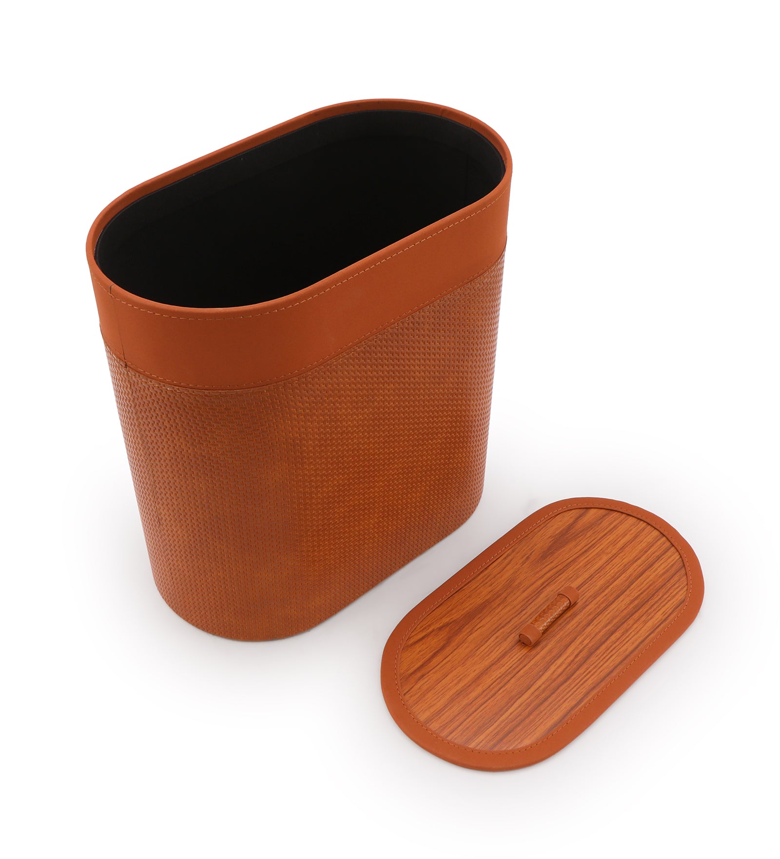 Dustbin With Lid - Tan Leatherette - The Home Co.