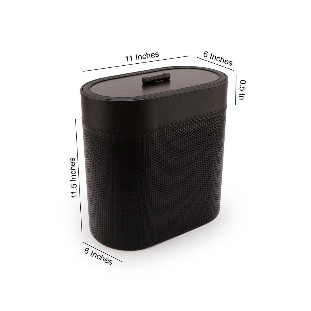 Dustbin With Lid - Black Leatherette - The Home Co.