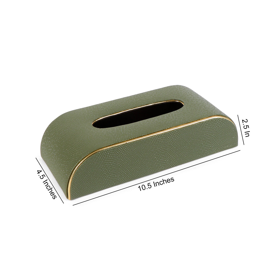 Curve Tissue Box - Green Leatherette 7- The Home Co.