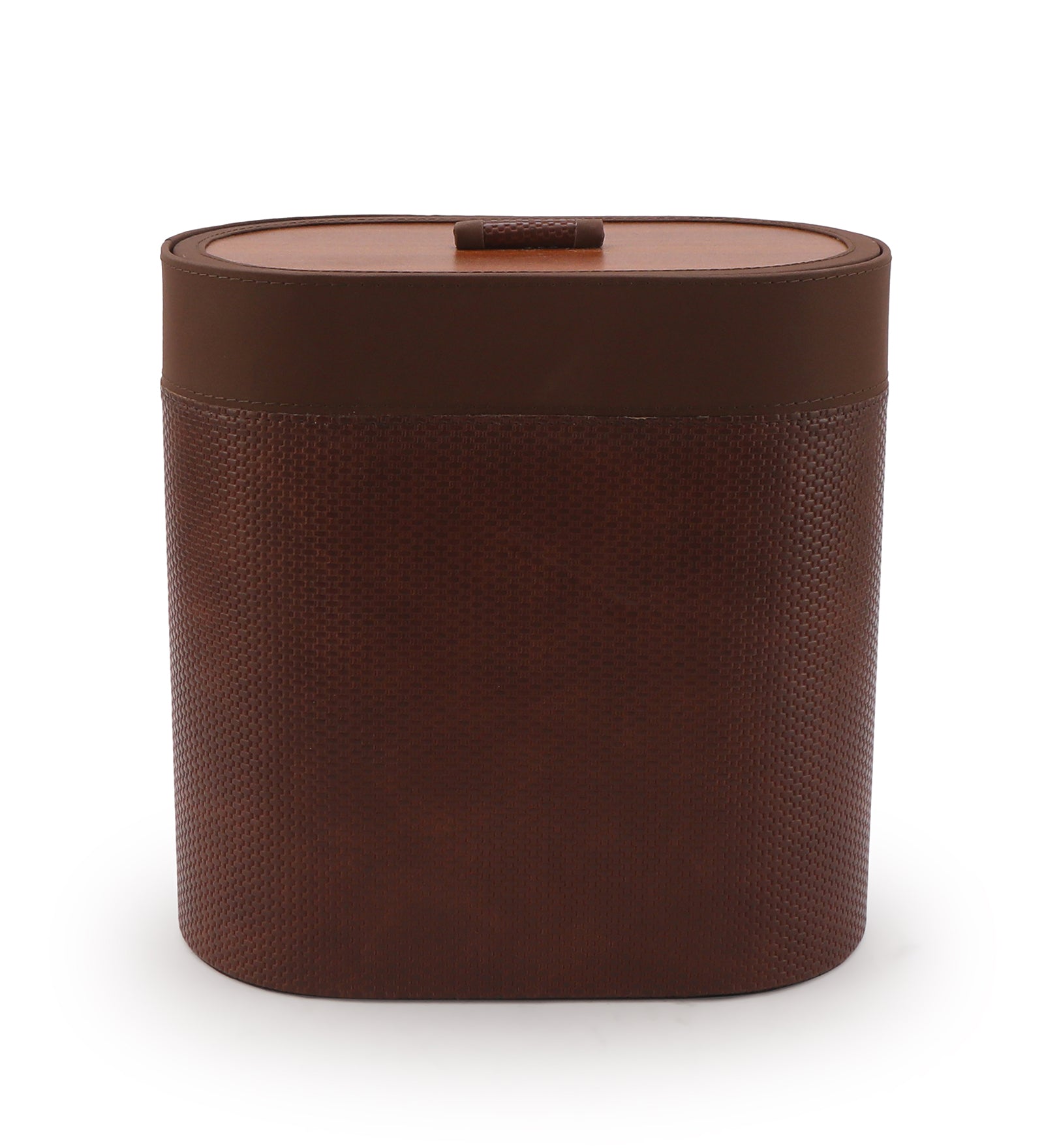 Dustbin With Lid - Brown Leatherette - The Home Co.