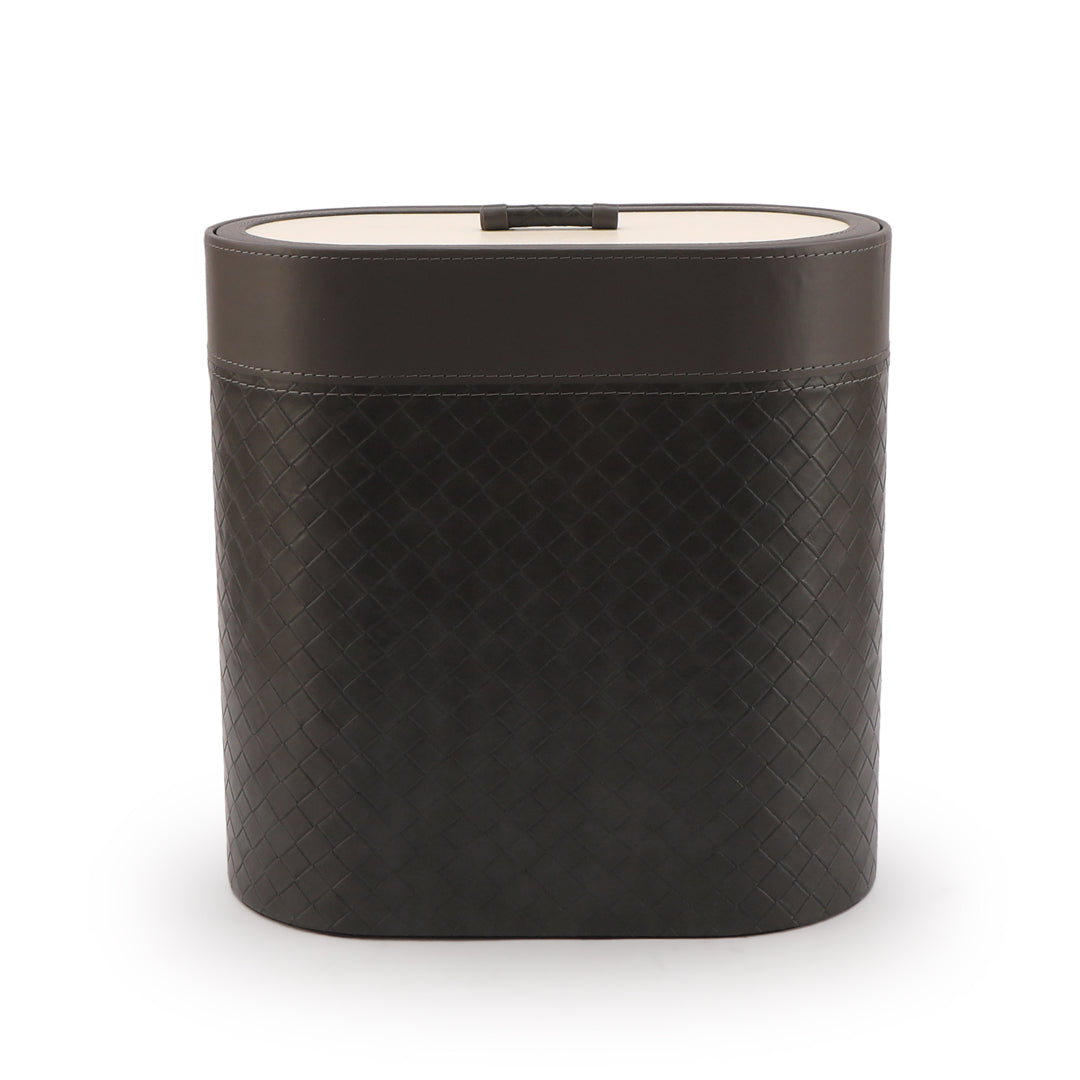 Dustbin With Lid - Grey Leatherette - The Home Co.