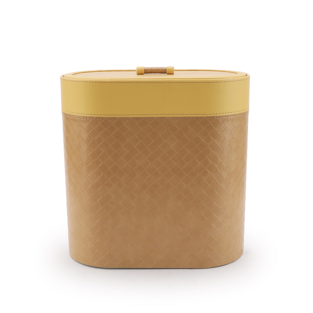 Dustbin With Lid - Cream Leatherette - The Home Co.