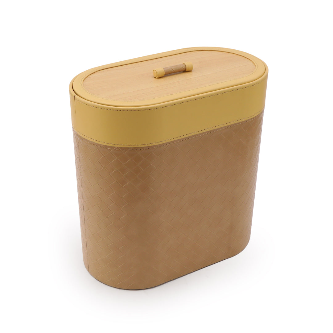 Dustbin With Lid - Cream Leatherette - The Home Co.