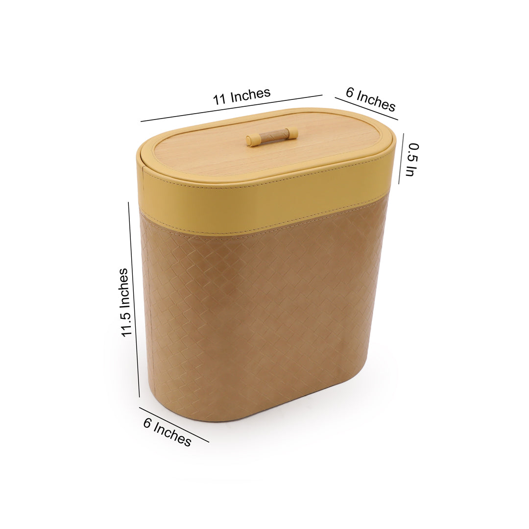 Dustbin With Lid - Cream Leatherette - The Home Co.