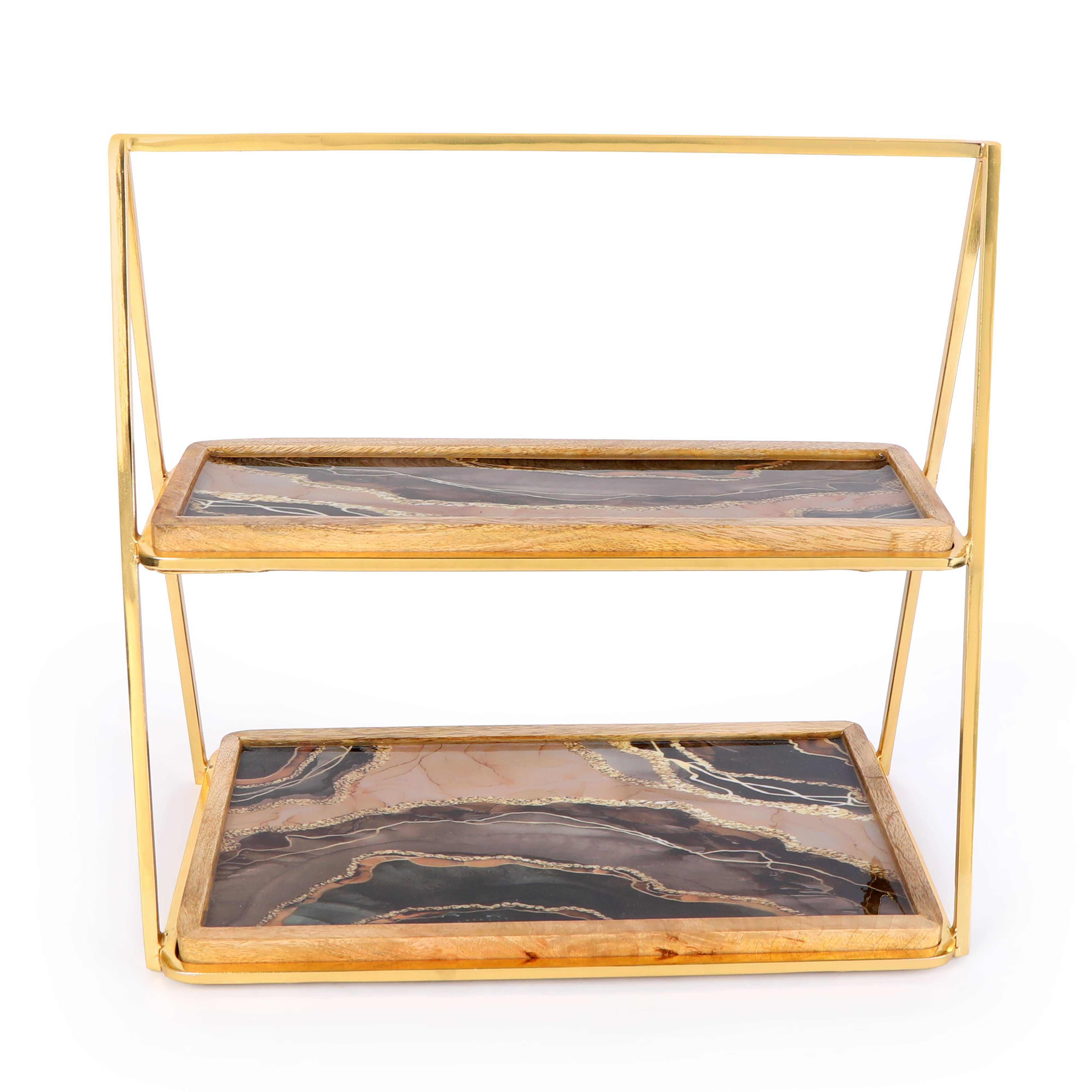 2 Tier Platter - Brown Marble