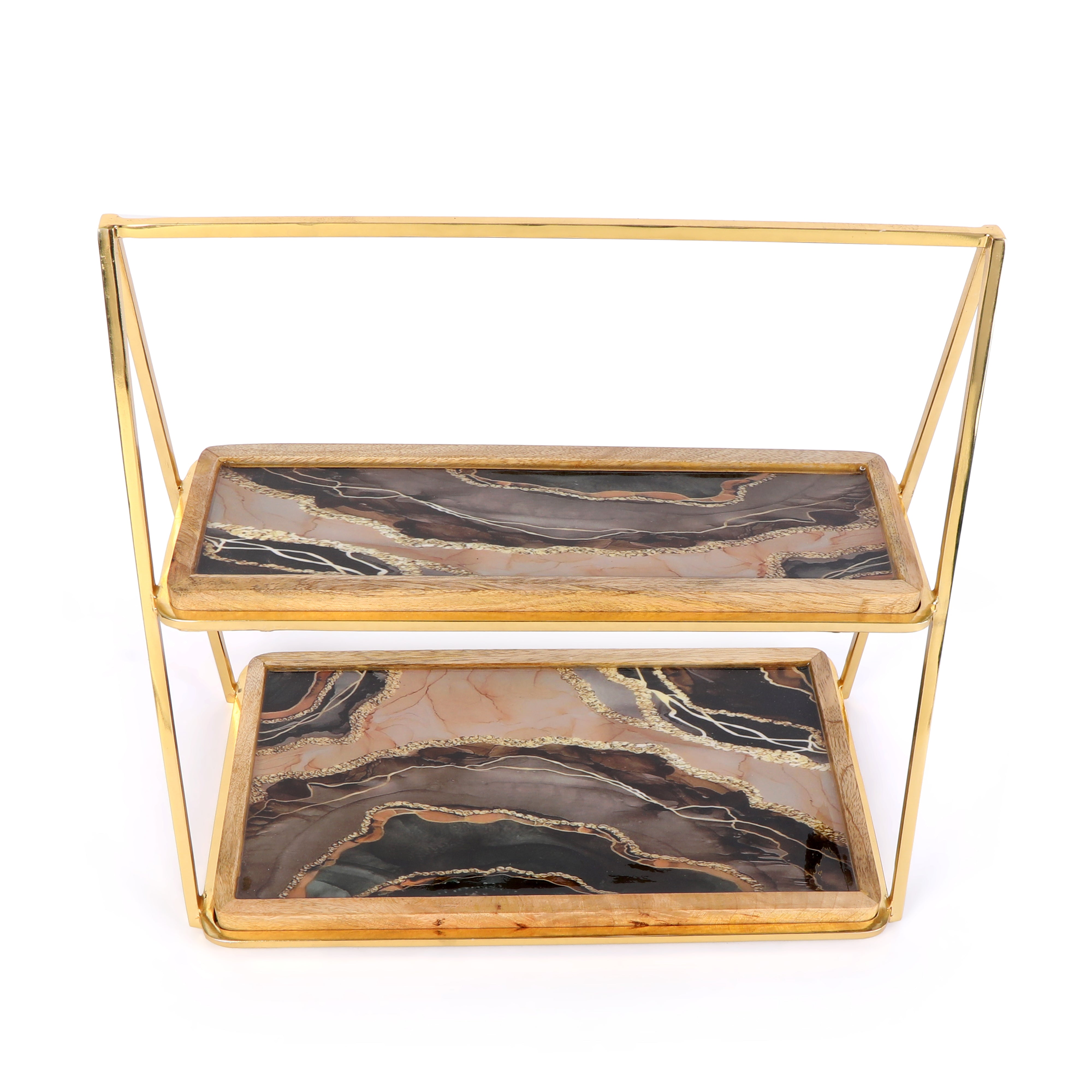 2 Tier Platter - Brown Marble