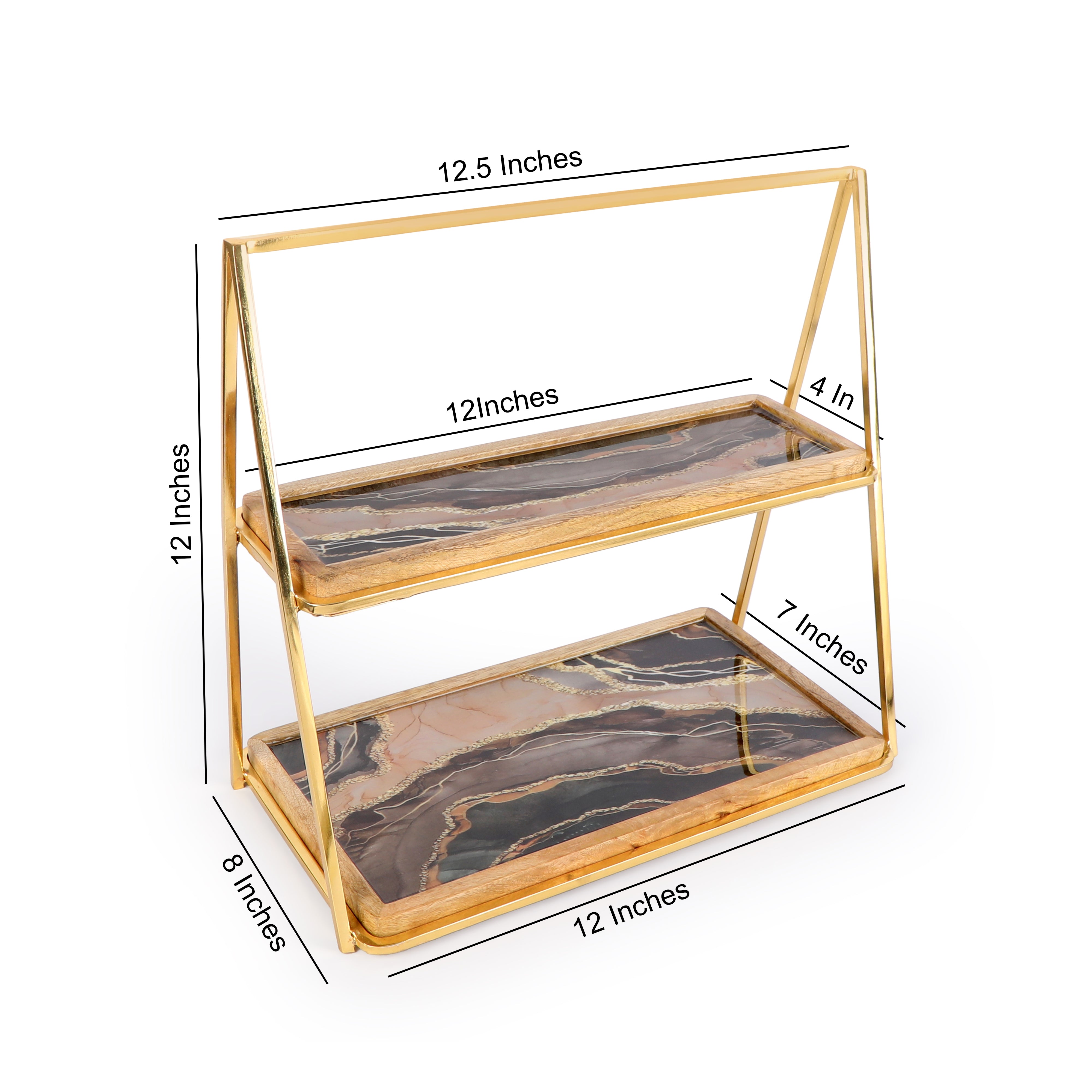 2 Tier Platter - Brown Marble