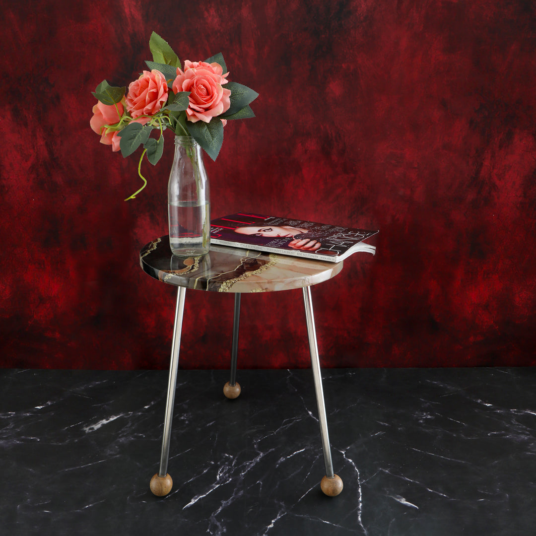Brown Marble Stool - Side Table - The Home Co.